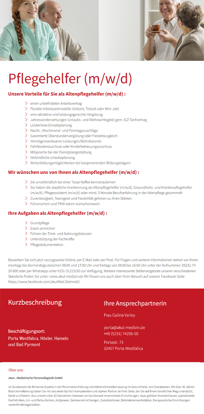 Pflegehelfer (m/w/d) - akut...Medizinische Personallogistik GmbH