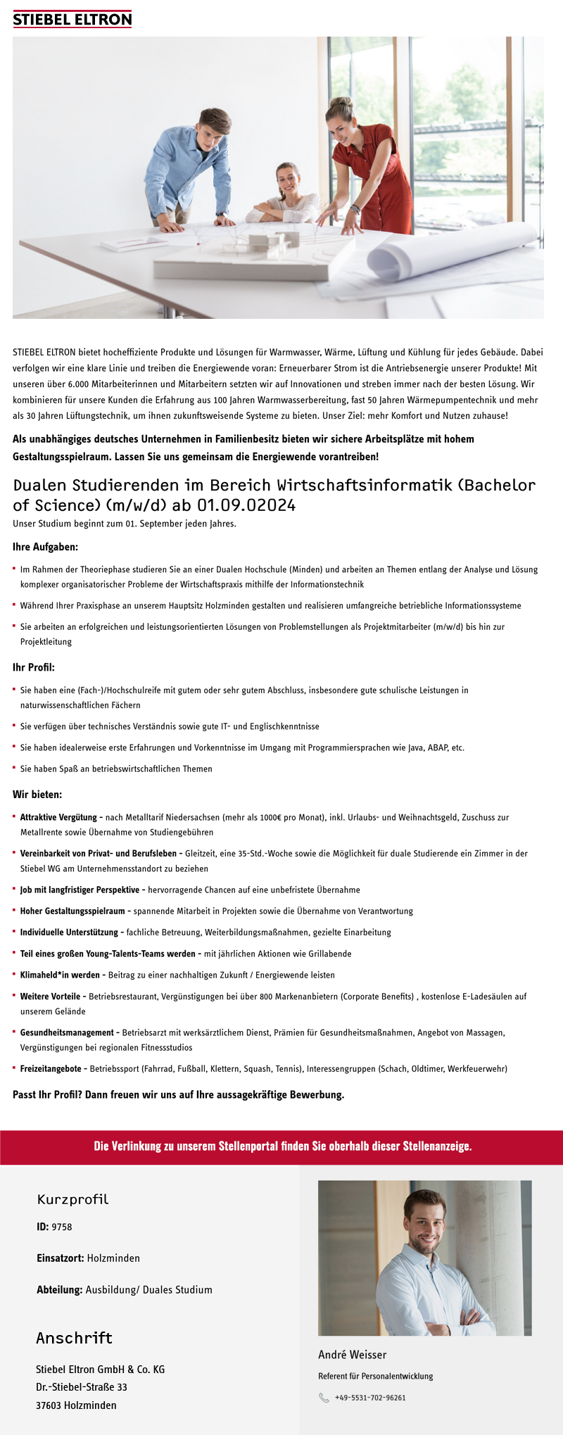Dualen Studierenden im Bereich Wirtschaftsinformatik (Bachelor of Science) (m/w/d) ab 01.09.02024 - Stiebel Eltron GmbH & Co. KG