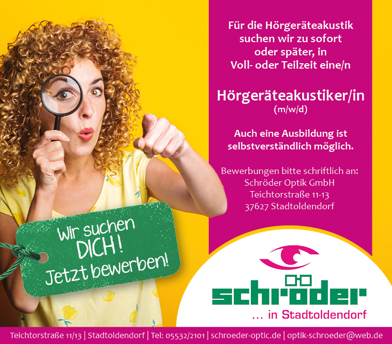 Hörgerätakustiker/in (m/w/d) - Schröder Optik GmbH