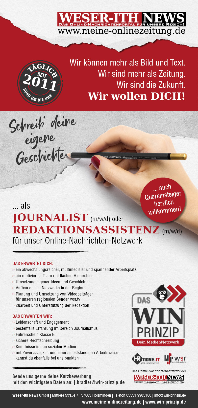 Journalist oder Redaktionsassistenz (m/w/d) - Weser-Ith News GmbH