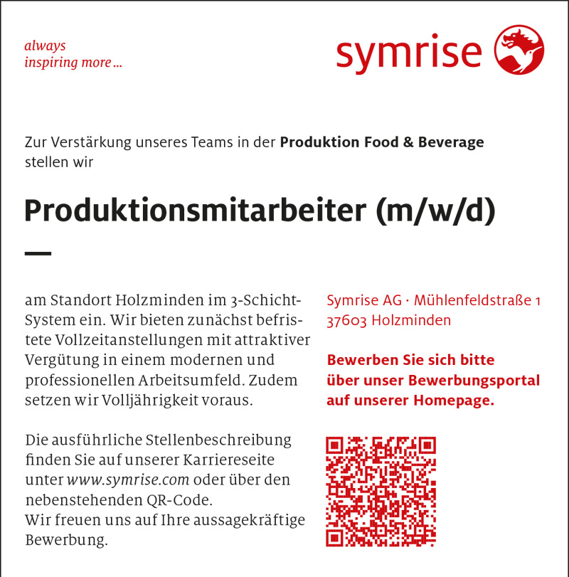Produktionsmitarbeiter/in (m/w/d) - Symrise AG