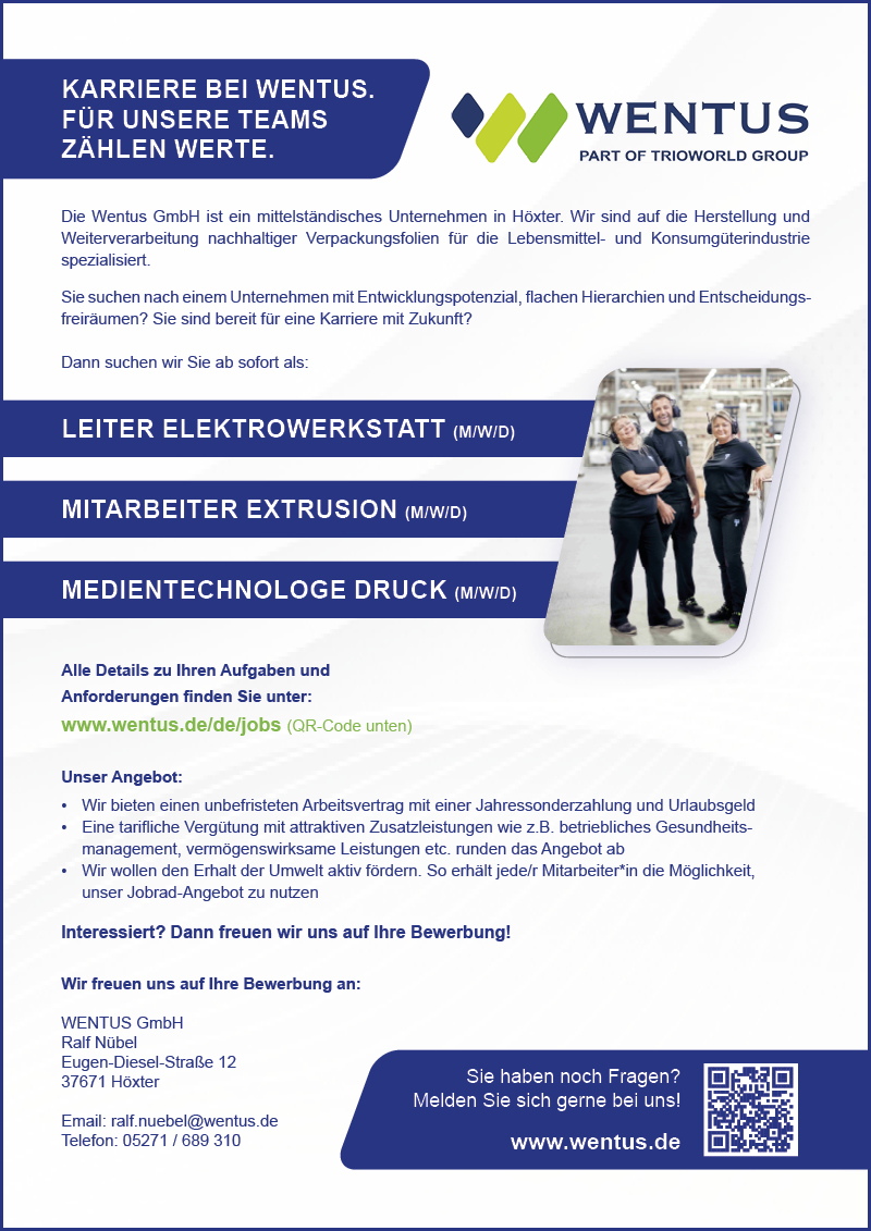 Wir suchen dich!  (m/w/d) - WENTUS GmbH