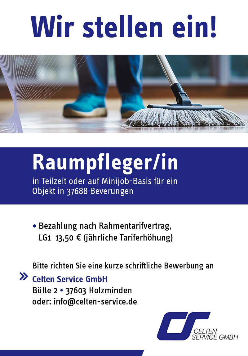 Raumpfleger/in (m/w/d) in Beverungen - Celten Service GmbH