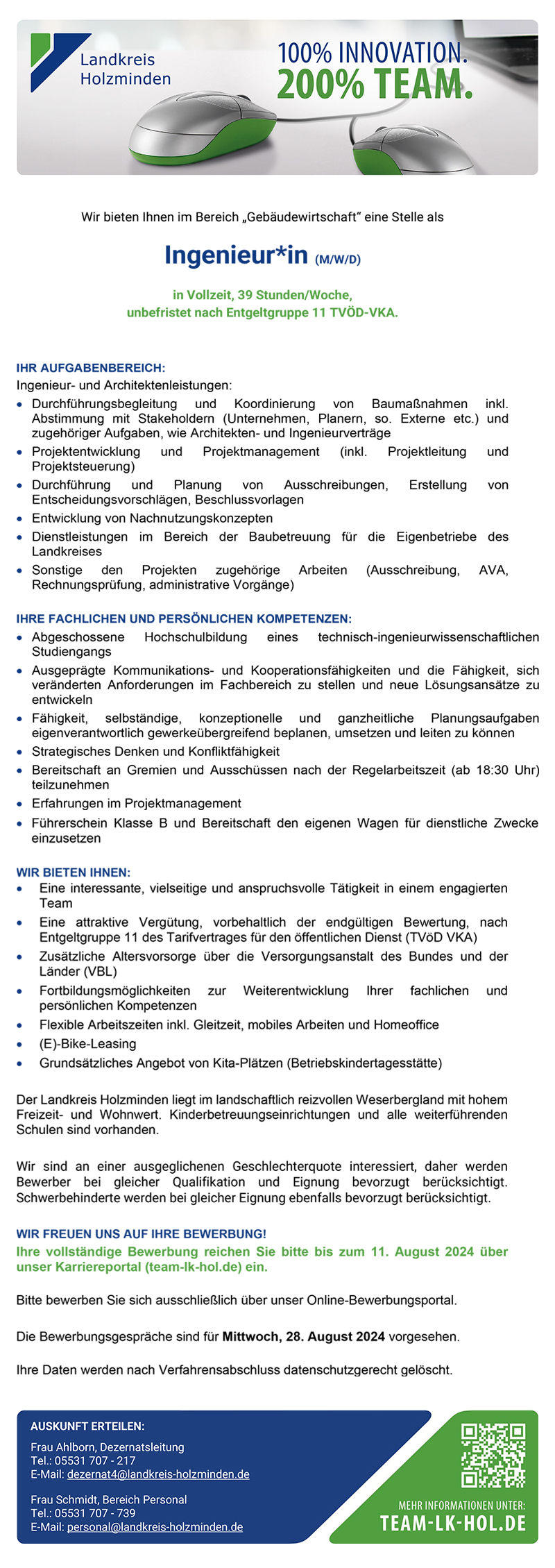 Ingenieur/in (m/w/d) - Landkreis Holzminden 