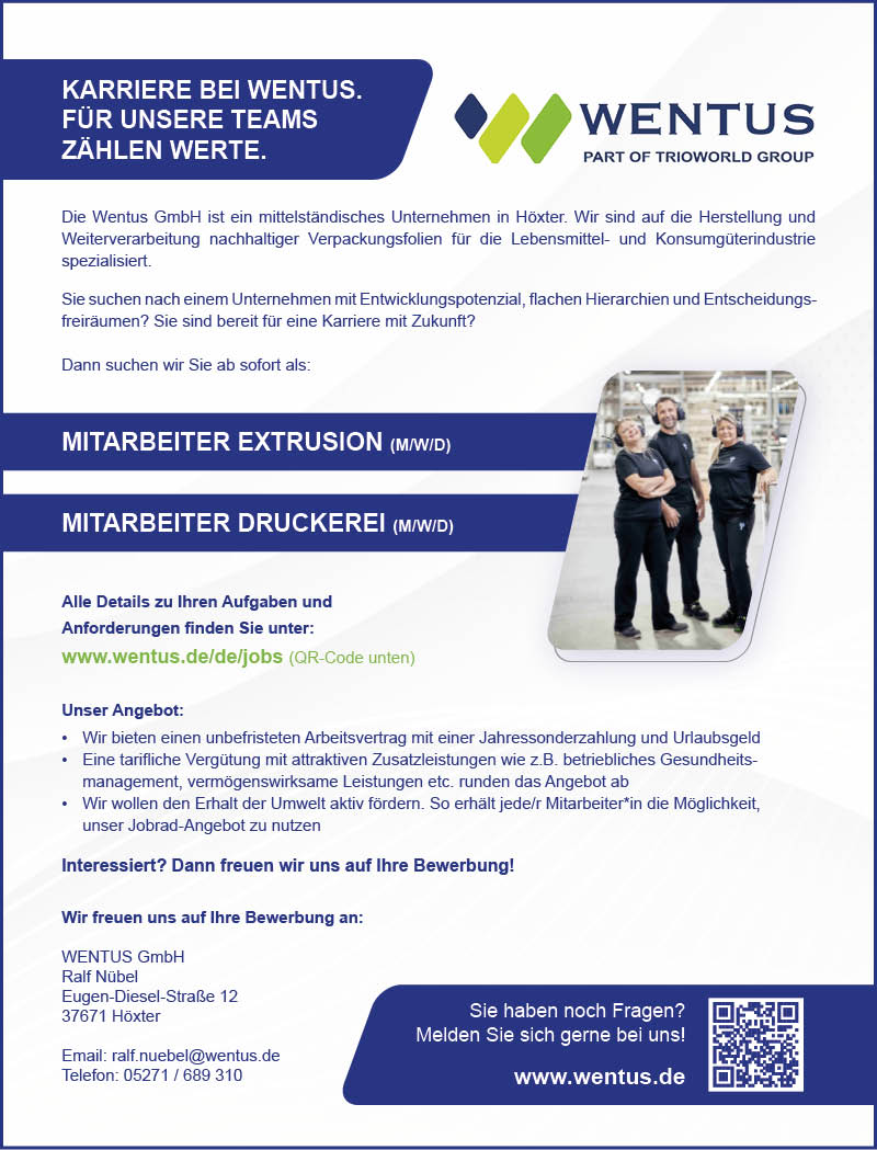 Wir suchen dich!  (m/w/d) - WENTUS GmbH