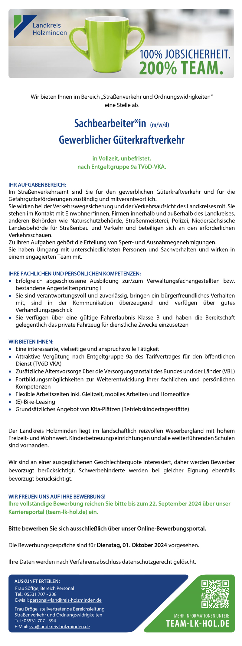 Sachbearbeiter/in gewerblicher Güterverkehr (m/w/d) - Landkreis Holzminden 