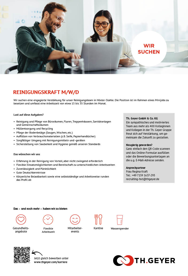 Reinigungskraft (m/w/d) - TH.GEYER Höxter-St