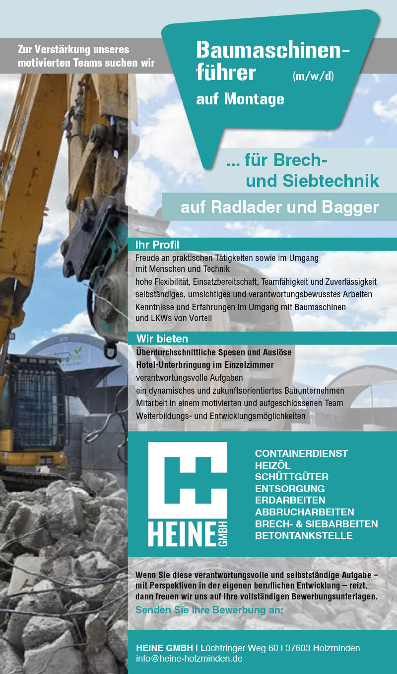 Baumaschinenführer (m/w/d) - Heine GmbH