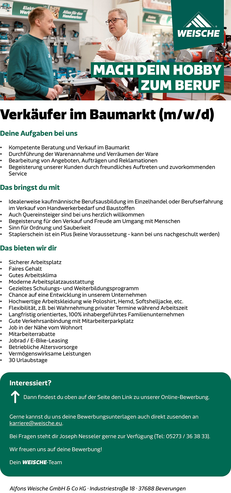 Verkäufer/in im Baumarkt (m/w/d) - Alfons Weische GmbH & Co KG