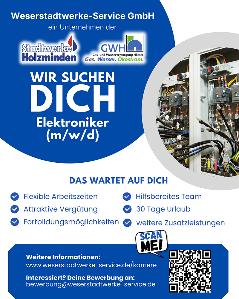 Elektroniker/in (m/w/d) - Stadtwerke Holzminden GmbH