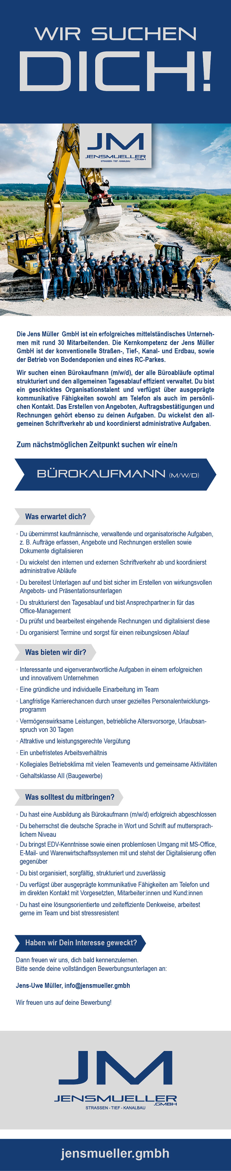 Bürokaufmann/-frau (m/w/d) - Jens Müller GmbH