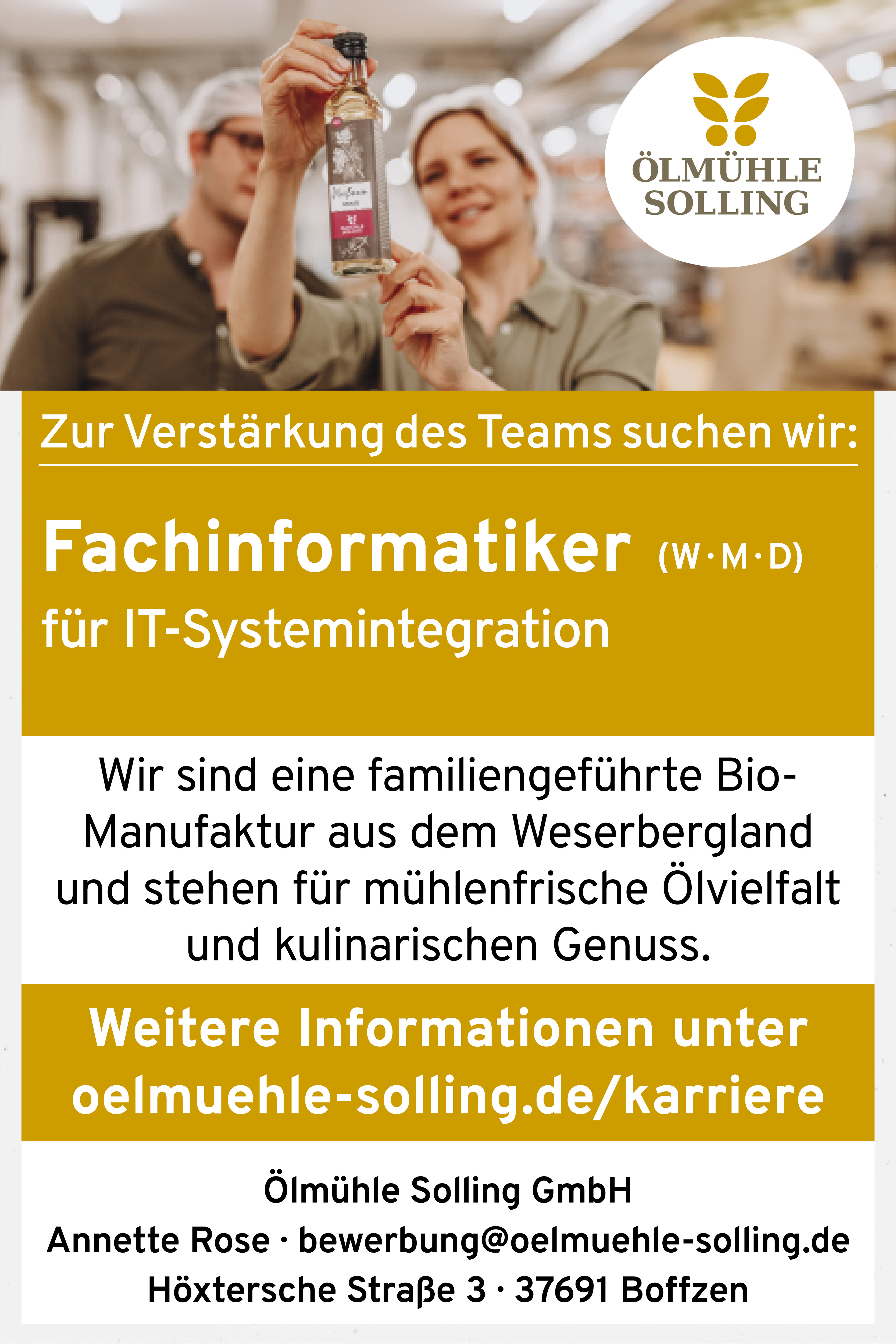 Fachinformatiker (m/w/d) für IT-Systemintegration - Ölmühle Solling 
