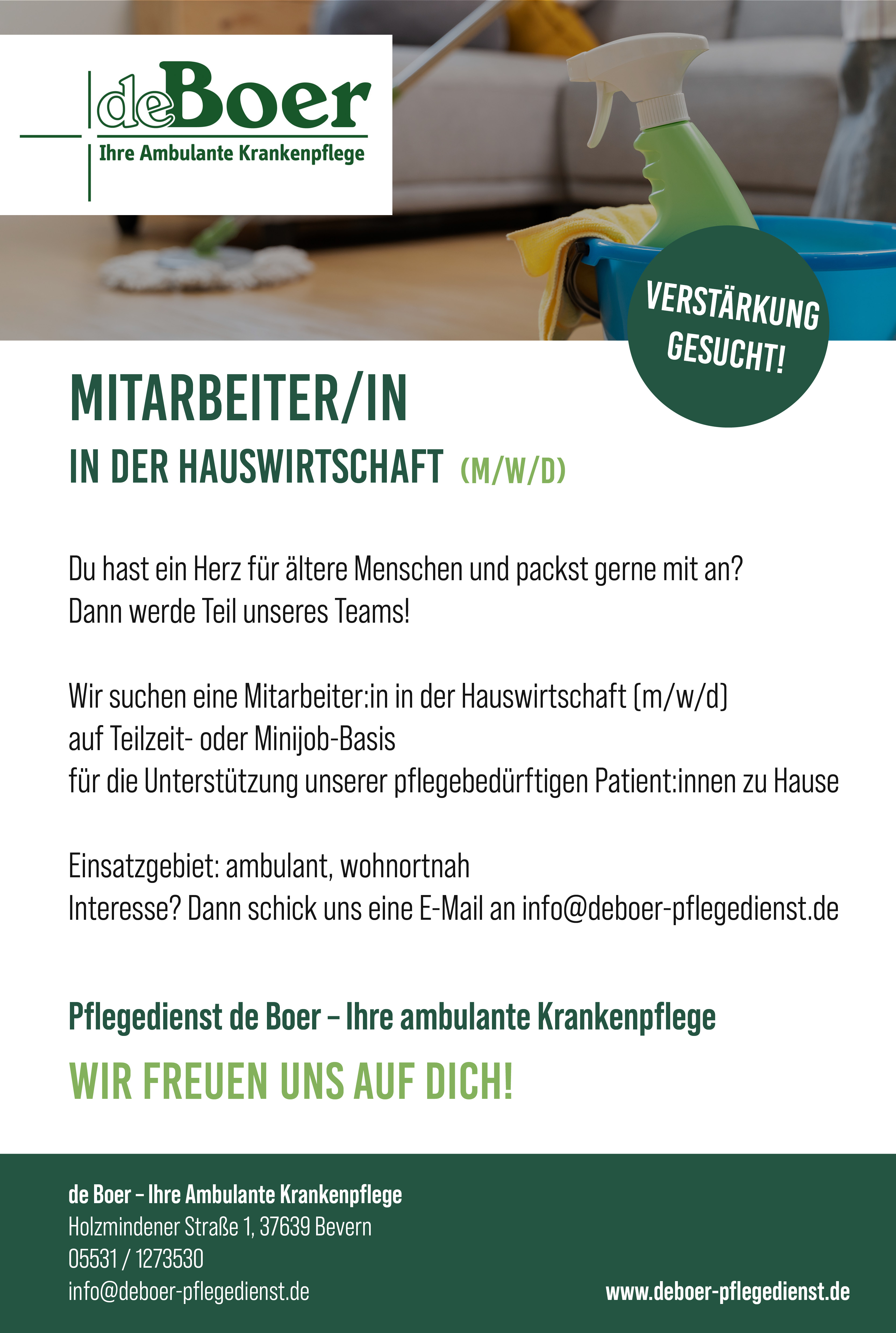 Mitarbeiter/in  (m/w/d) in der Hauswirtschaft - deBoer Ihre Ambulante Krankenpflege 