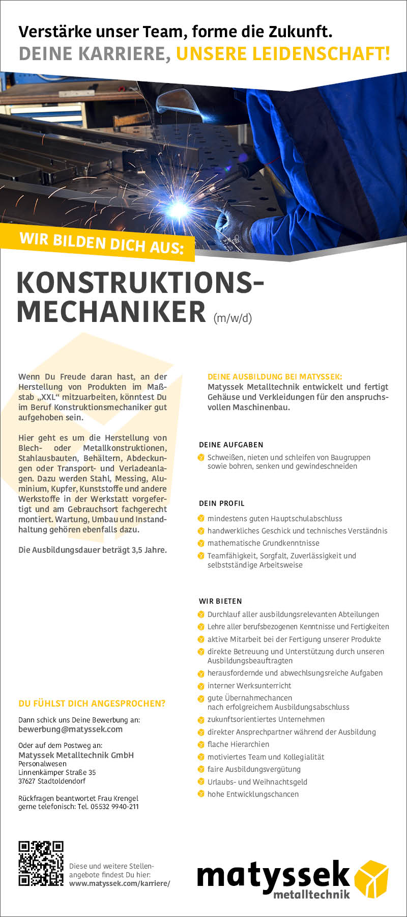 Auszubildende/r Konstruktionsmechaniker (m/w/d) Ausbildungsstart am 01. August 2025 - Matyssek Metalltechnik GmbH