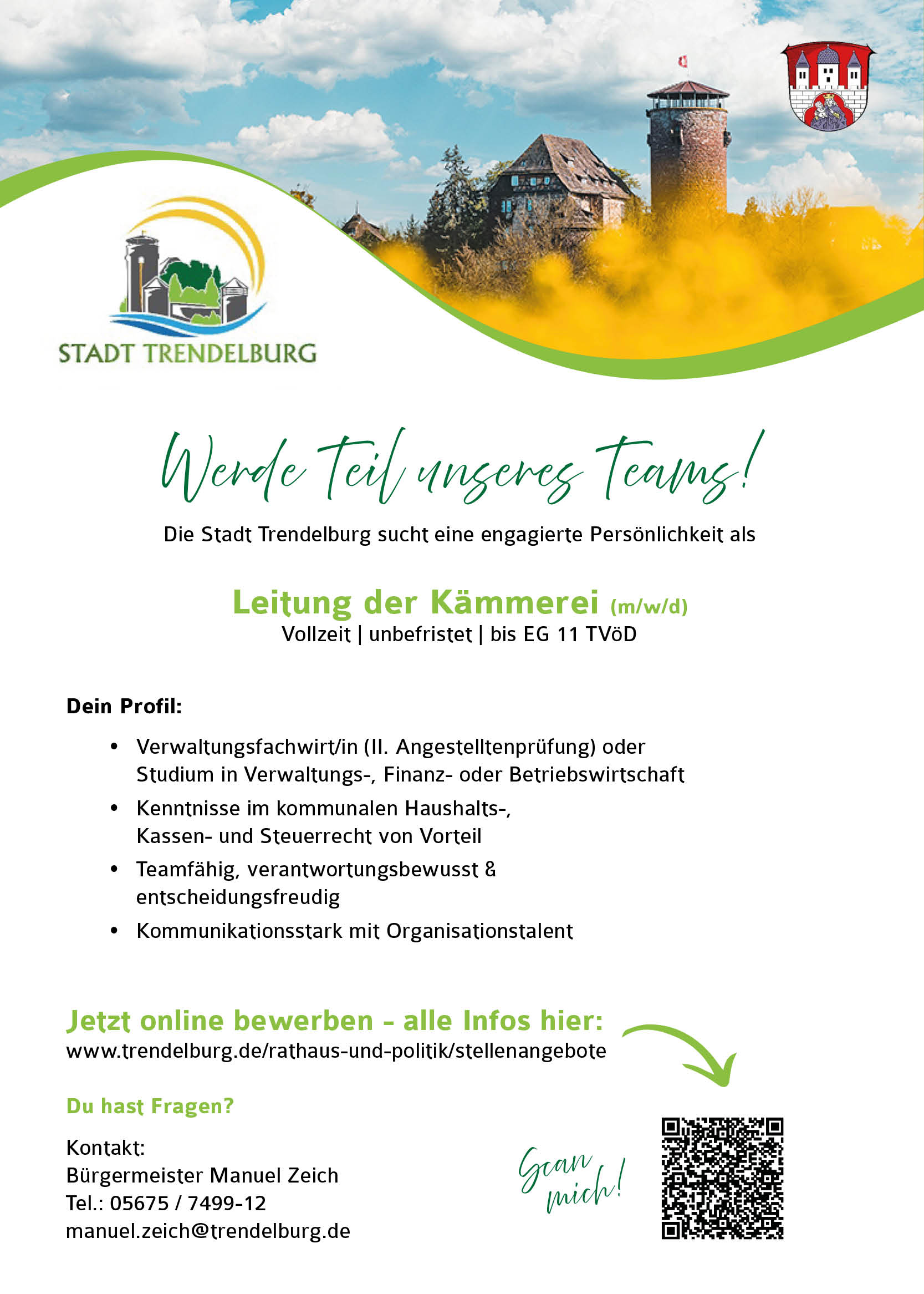 Leitung der Kämmerei (m/w/d) - Stadt Trendelburg