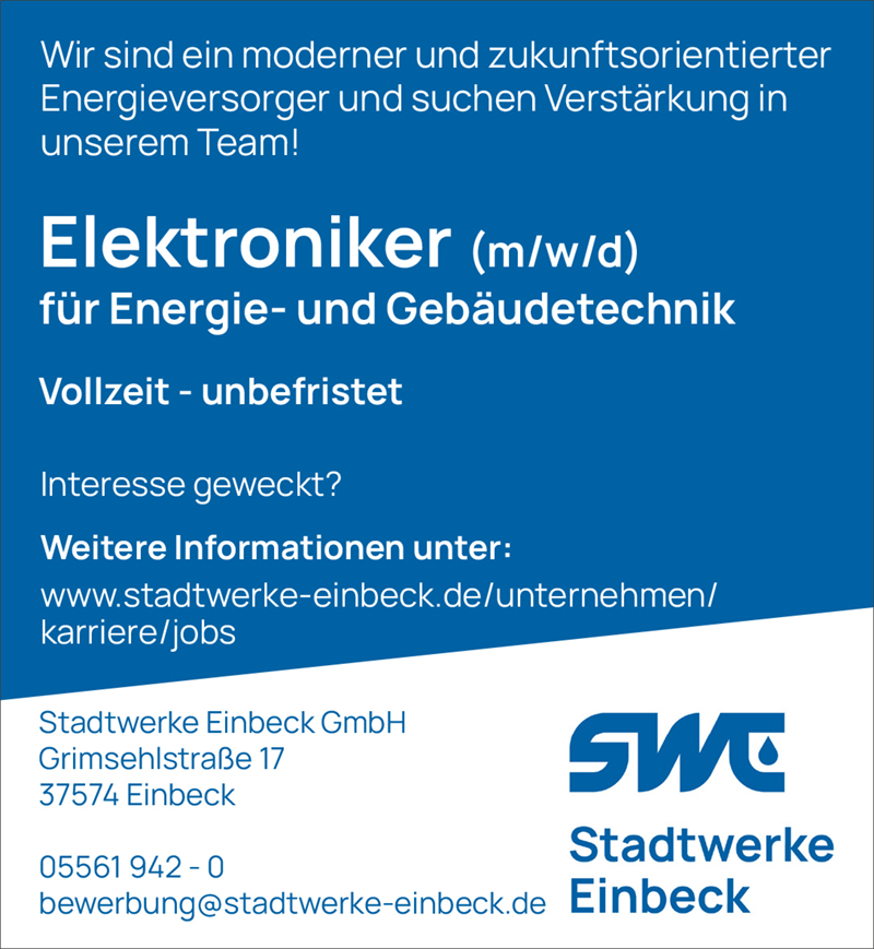 Elektroniker/in (m/w/d) - Stadtwerke Einbeck GmbH