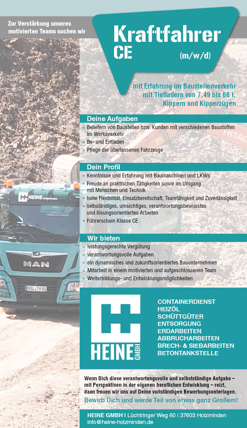 Kraftfahrer/in (m/w/d) - Heine GmbH