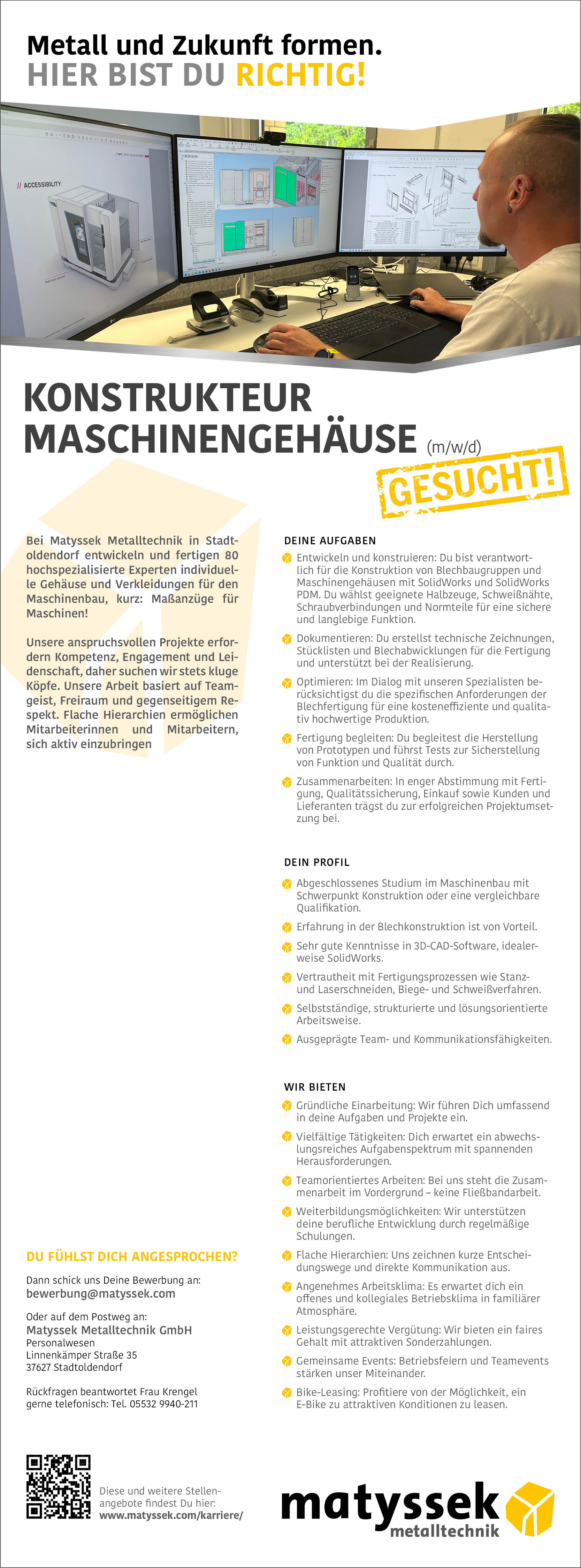 Konstrukteur Maschinengehäuse (m/w/d) - Matyssek Metalltechnik GmbH