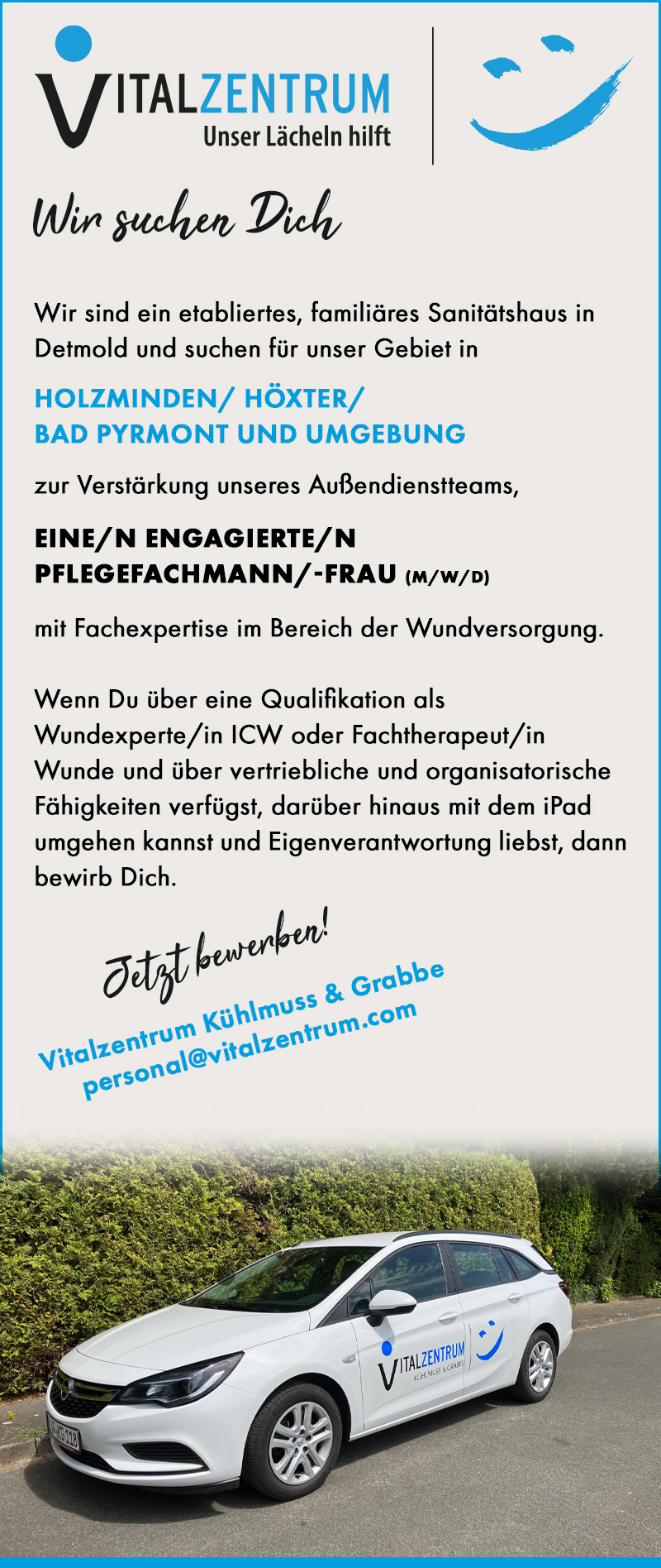 Pflegefachmann/-frau (m/w/d) im Außendienst Bereich Wundversorgung - Vitalzentrum Kühlmuss & Grabbe GmbH