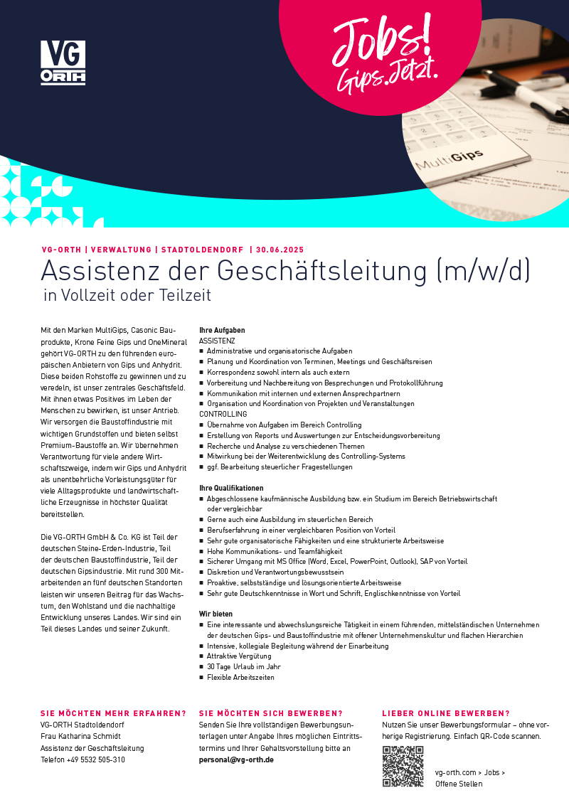 Assistenz der Geschäftsleitung (m/w/d)  - VG-ORTH GmbH & Co. KG