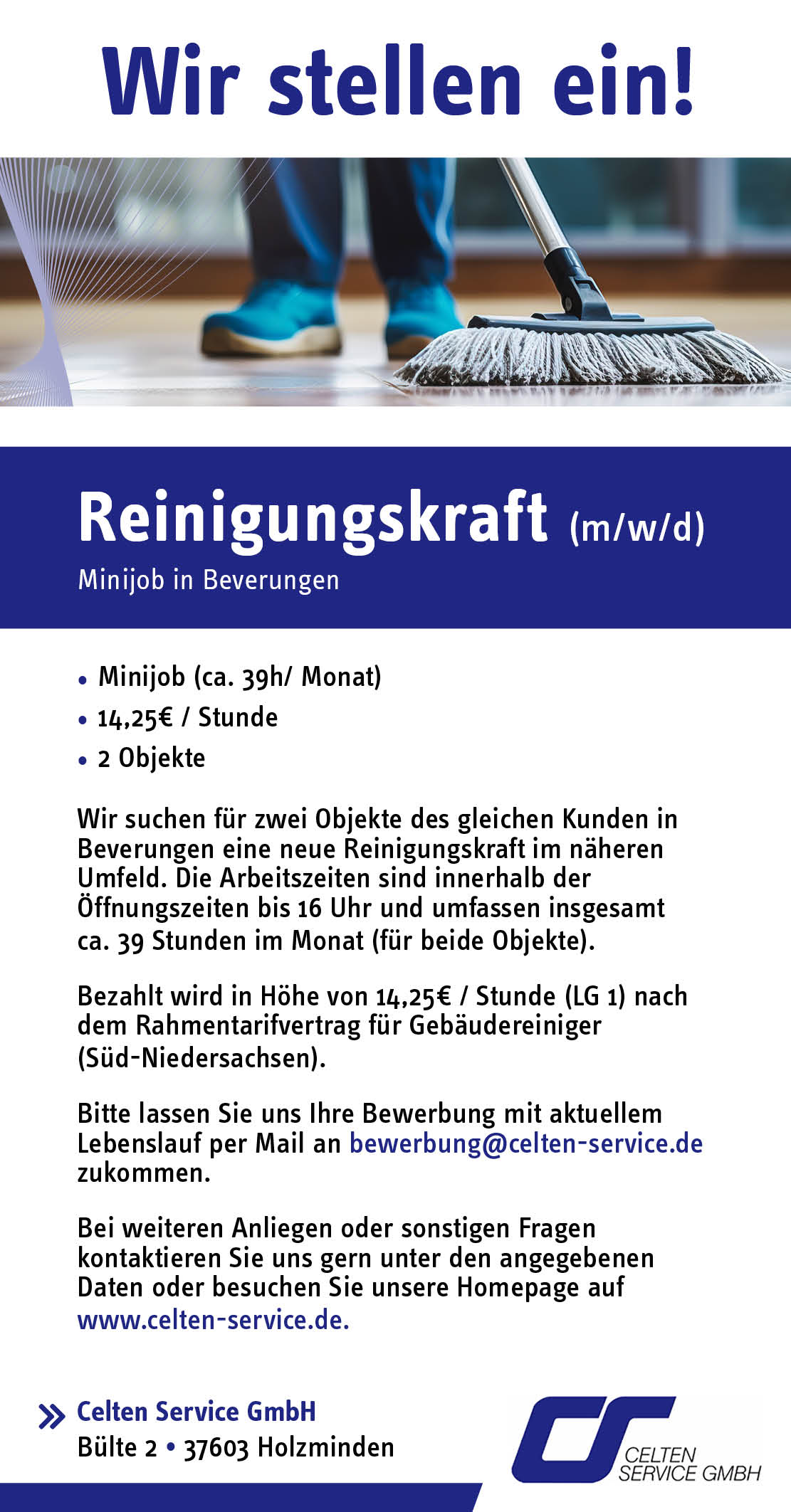Reinigungskraft (m/w/d) in Beverungen - Celten Service GmbH