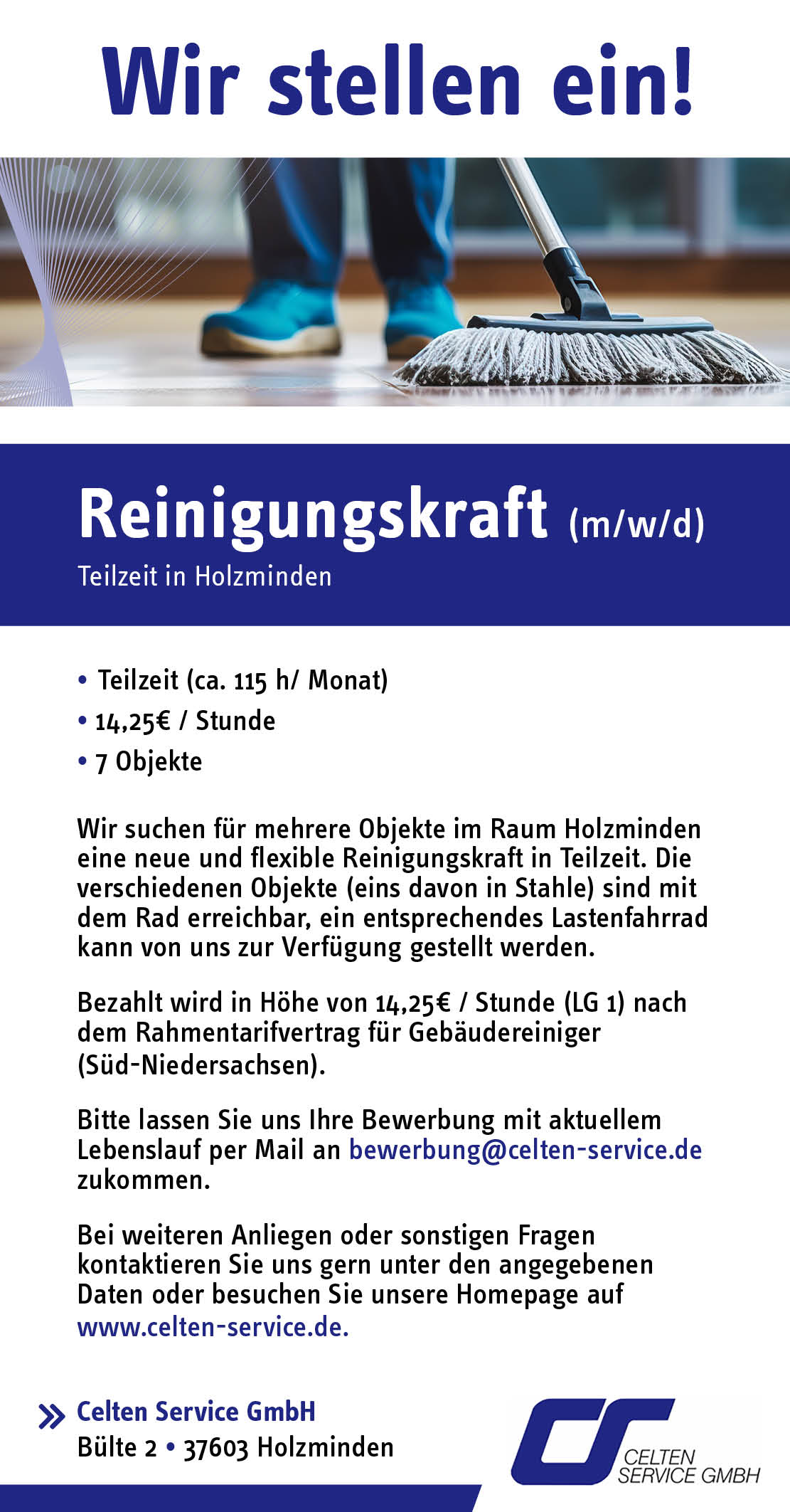 Reinigungskraft (m/w/d) in Holzminden - Celten Service GmbH