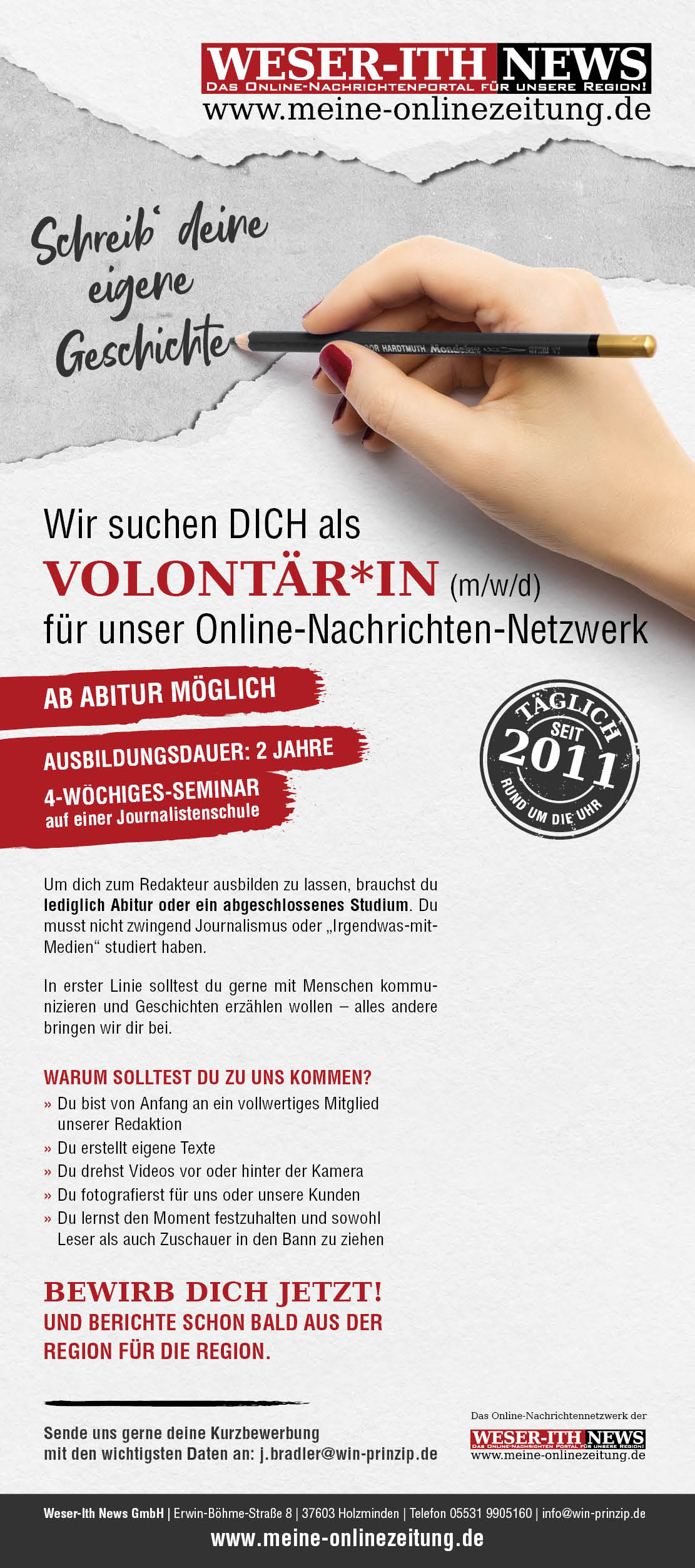 Volontär/in (m/w/d) - Weser-Ith News GmbH