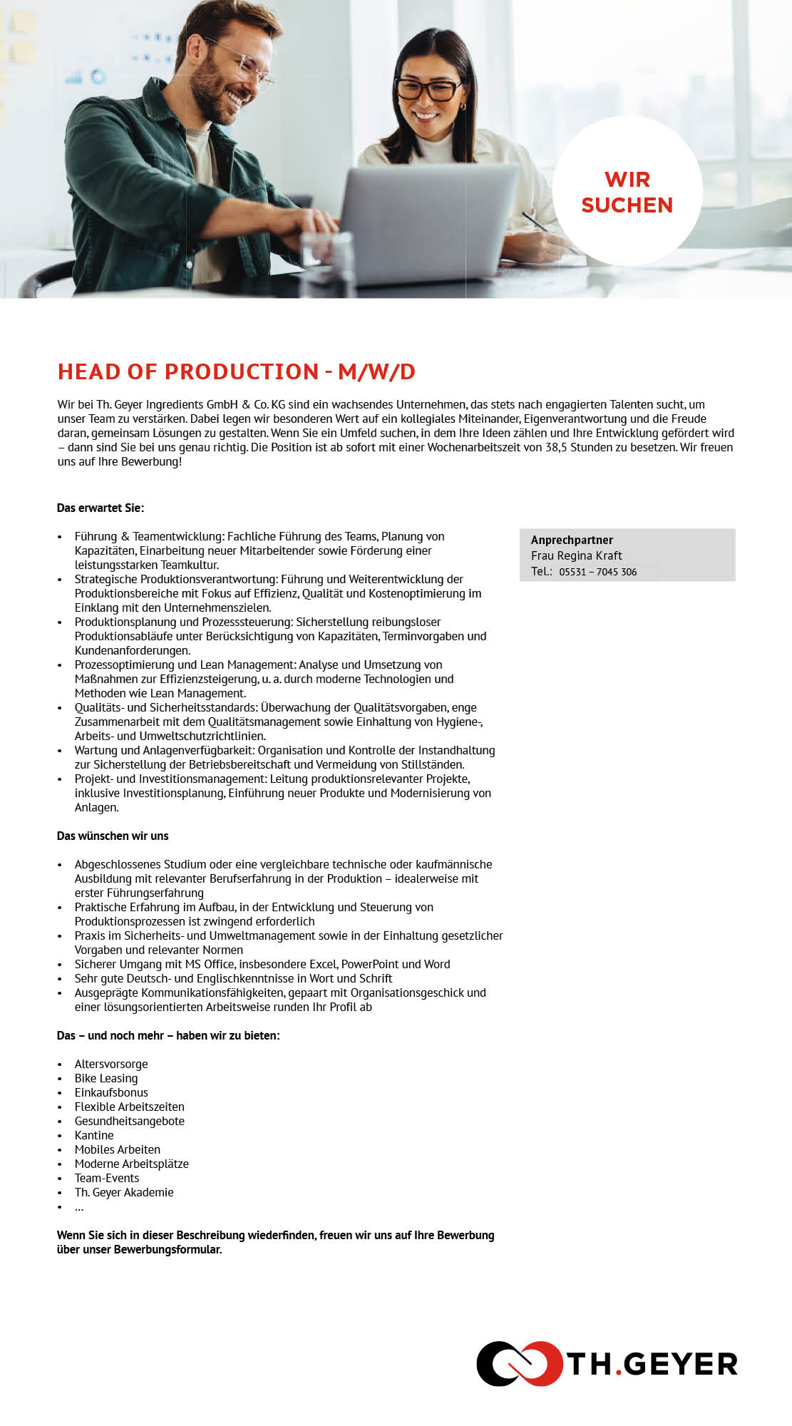 Head of Production (m/w/d) - TH.GEYER Höxter-Stahle 