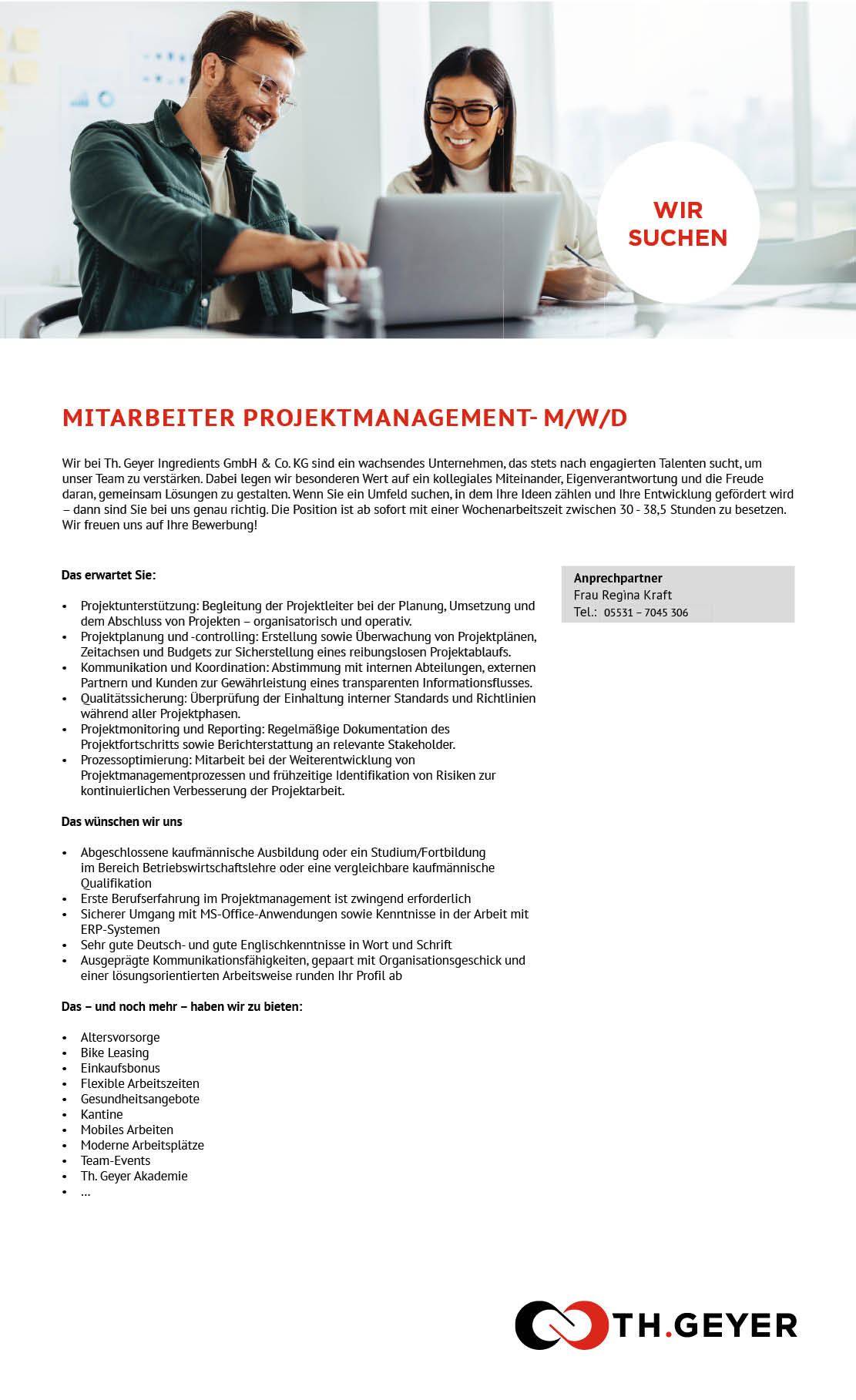 Mitarbeiter/in Projektmanagement (m/w/d) - TH.GEYER Höxter-Stahle 