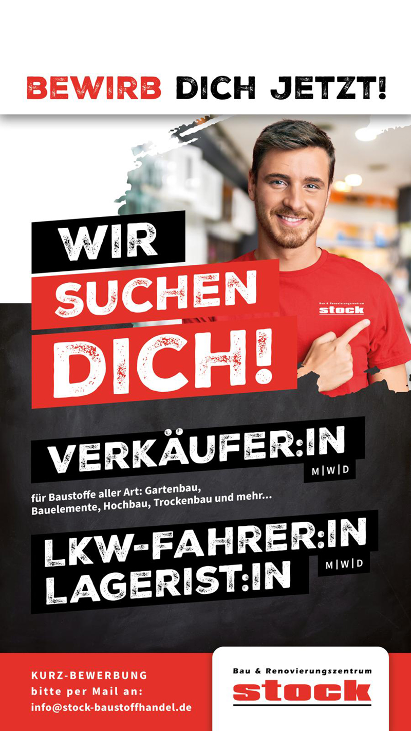 Wir suchen DICH (m/w/d) - Bau- & Renovierungszentrum Stock