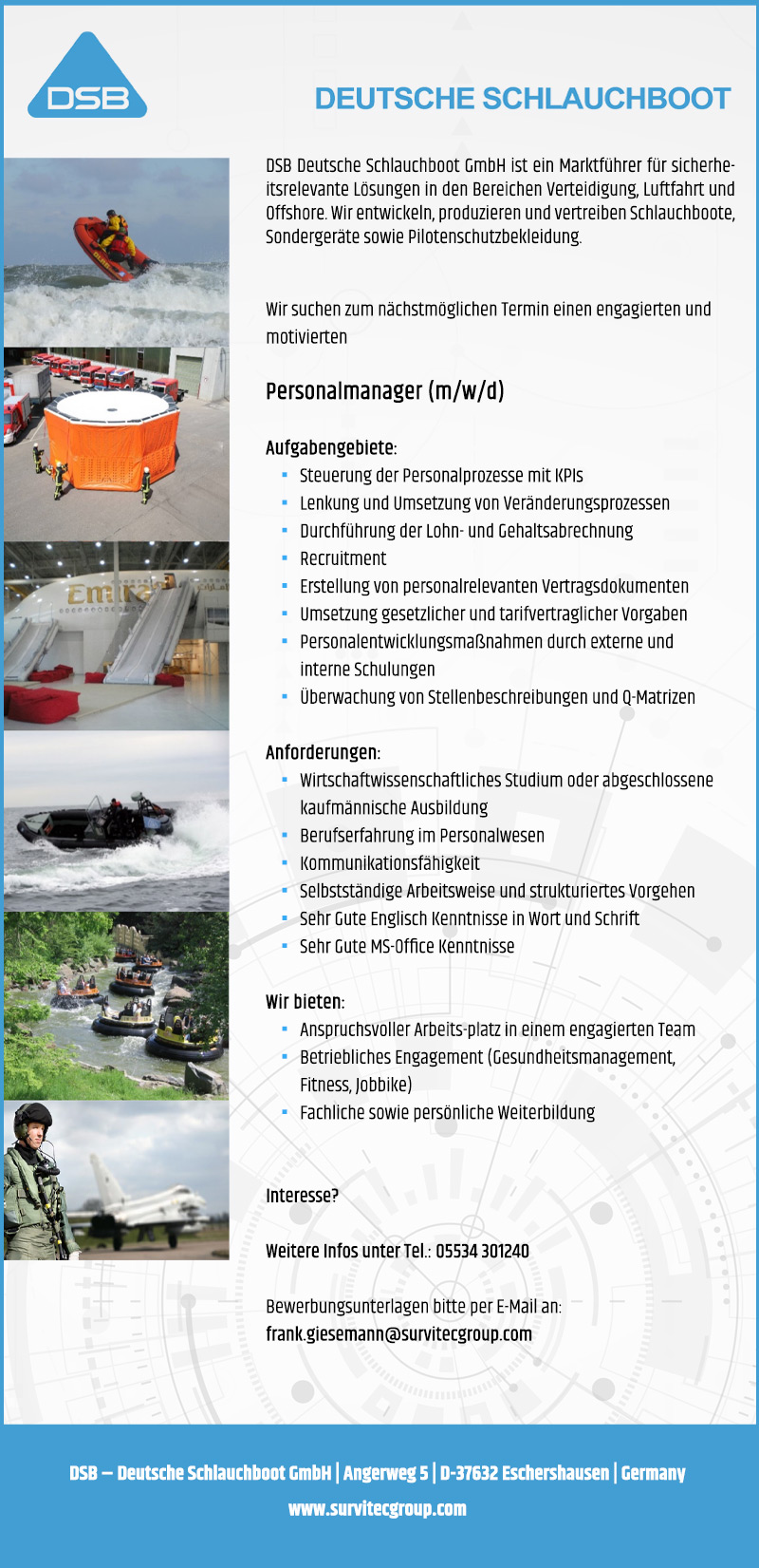 Personalmanager/in (m/w/d) - DSB - Deutsche Schlauchboot GmbH