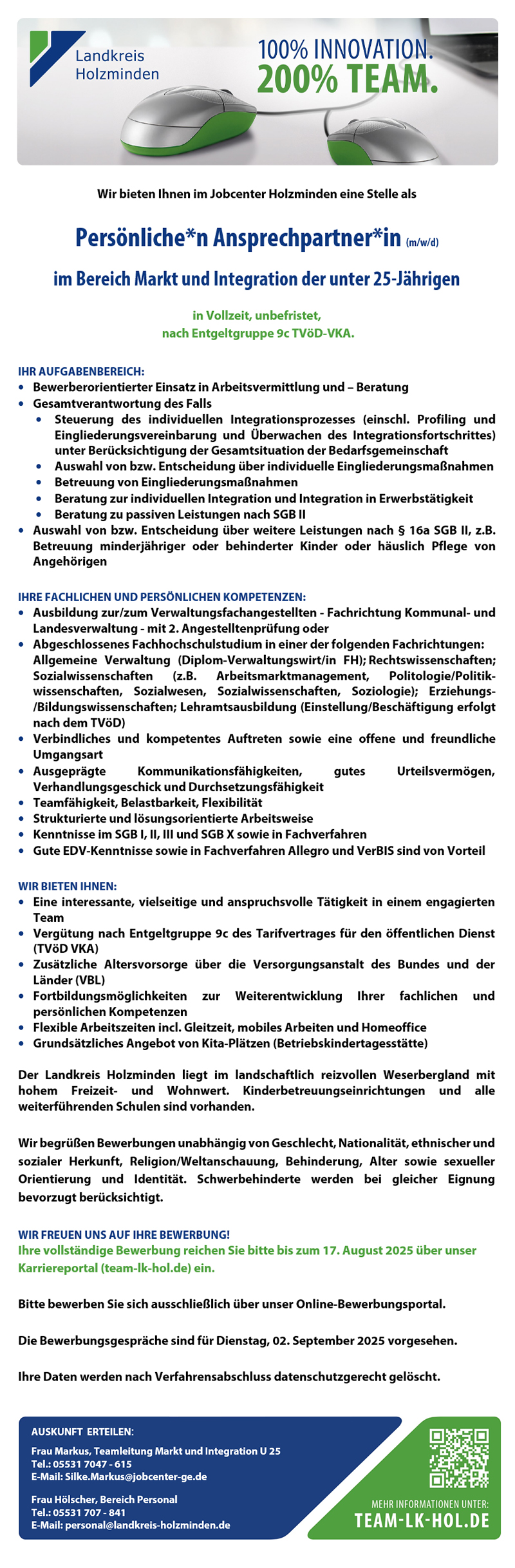 Persönliche/n Ansprechpartner/in (m/w/d) - Landkreis Holzminden 
