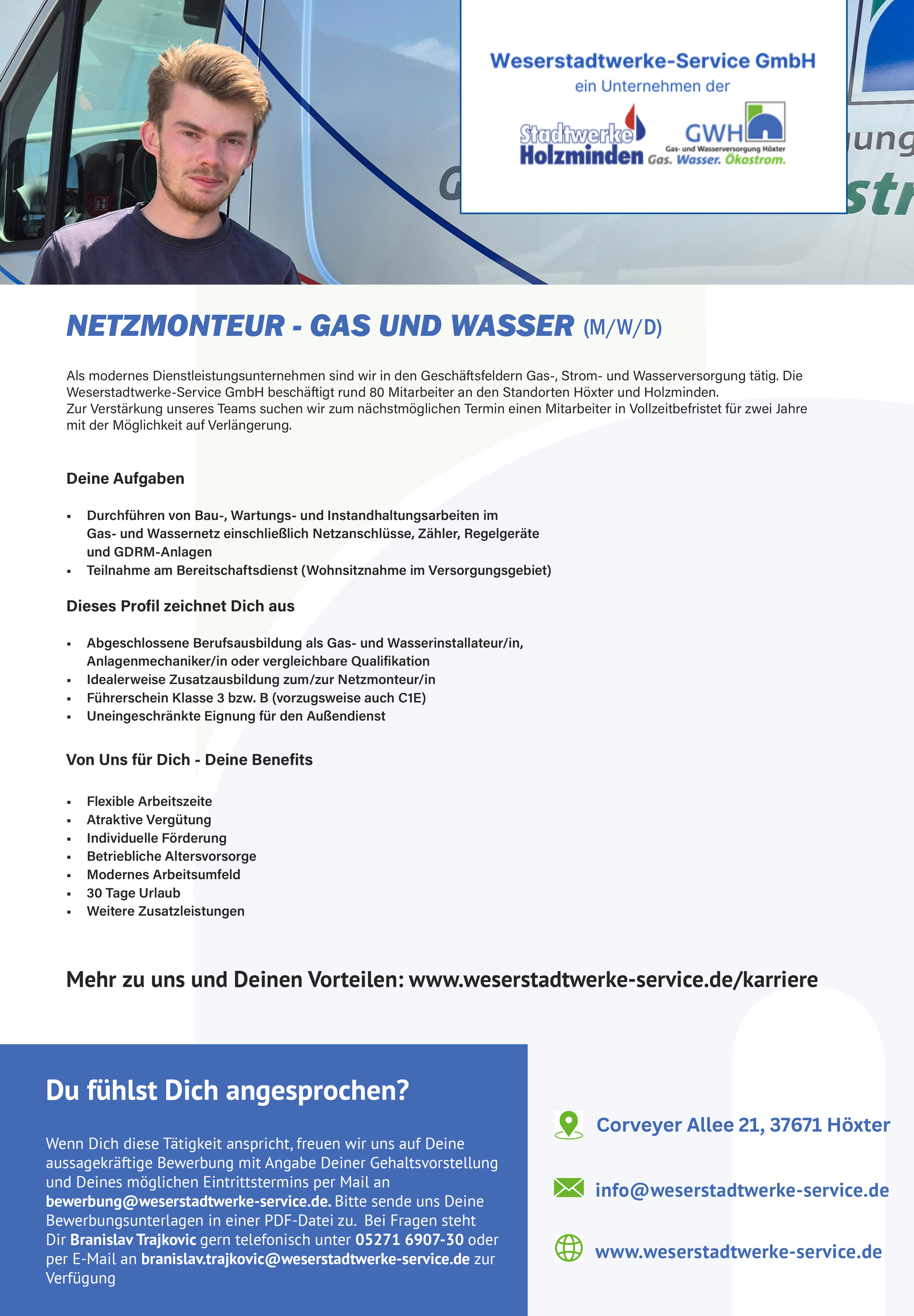 Netzmonteur - Gas und Wasser (m/w/d) - Weserstadtwerke Service GmbH