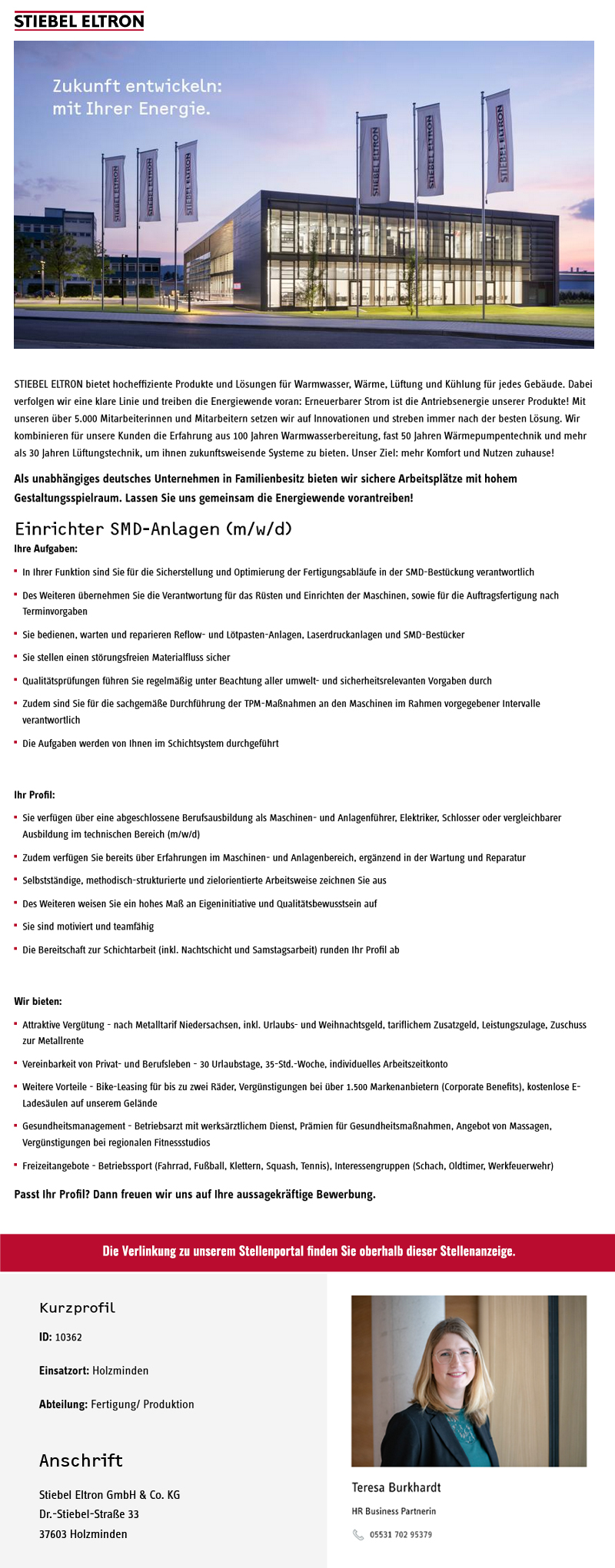 Einrichter SMD-Anlagen (m/w/d) - Stiebel Eltron GmbH & Co. KG