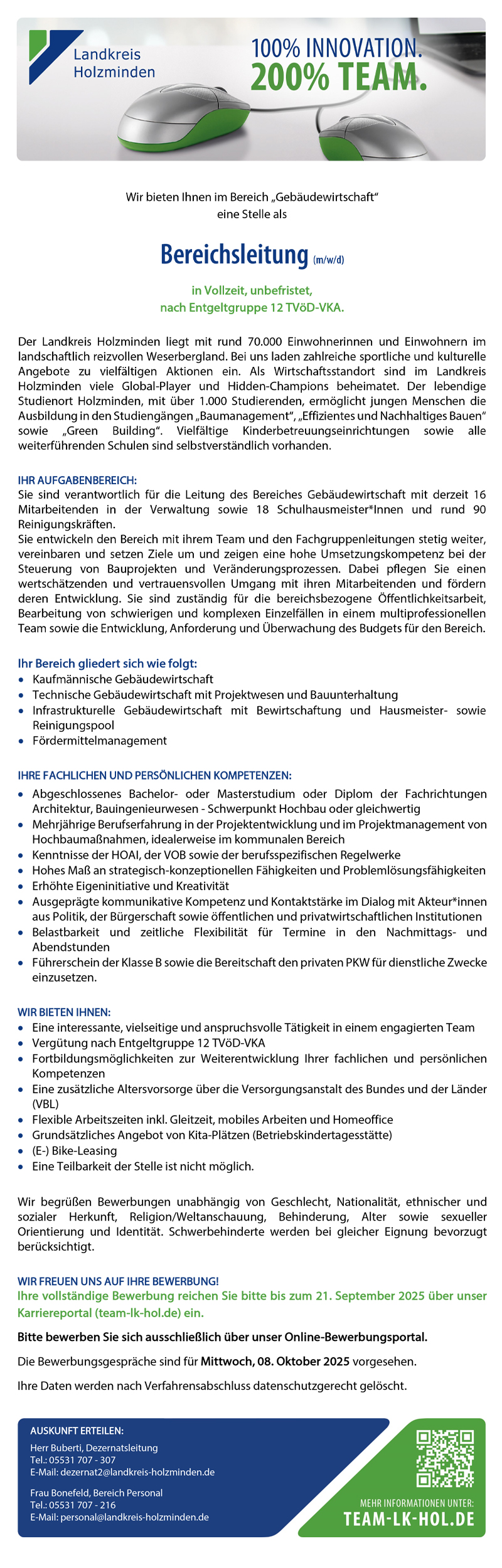 Bereichsleitung (m/w/d) - Landkreis Holzminden
