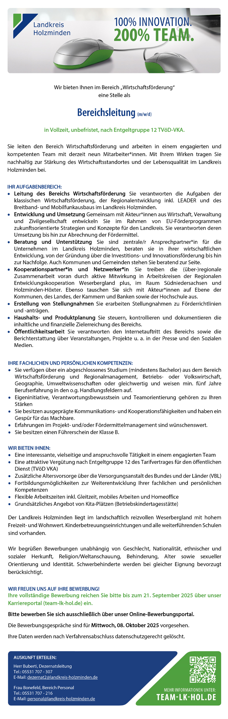 Bereichsleitung (m/w/d) - Landkreis Holzminden