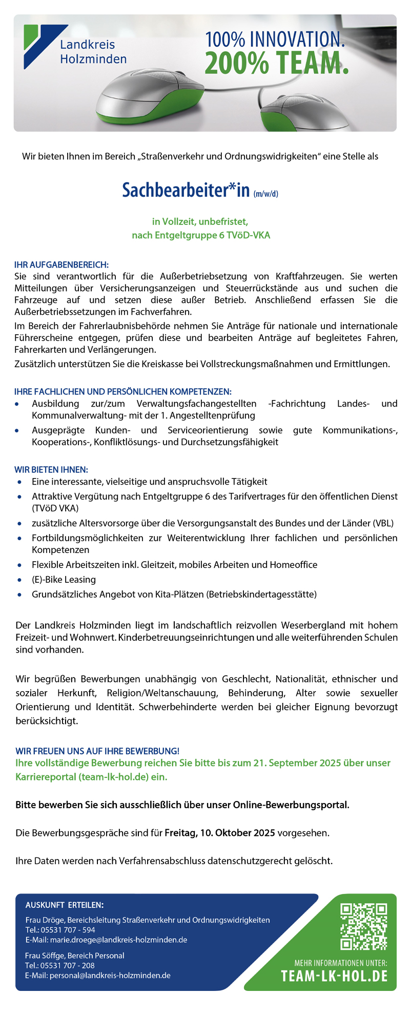Sachbearbeiter/in (m/w/d) - Landkreis Holzminden