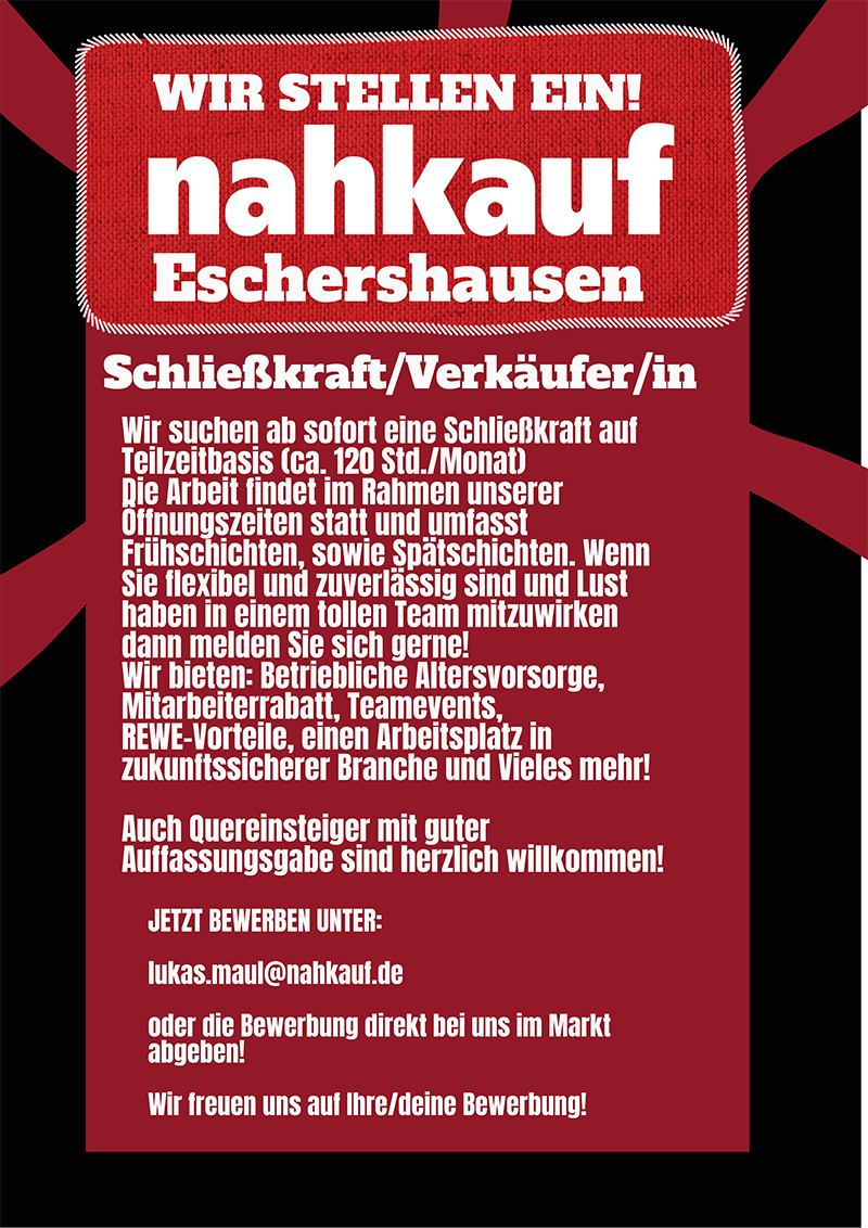 Schließkraft/Verkäufer/in (m/w/d) - Nahkauf Eschershausen