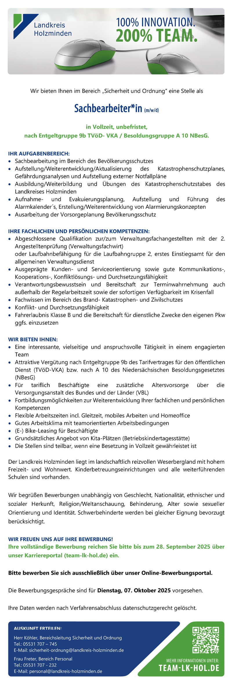 Sachbearbeiter/in (m/w/d) - Landkreis Holzminden