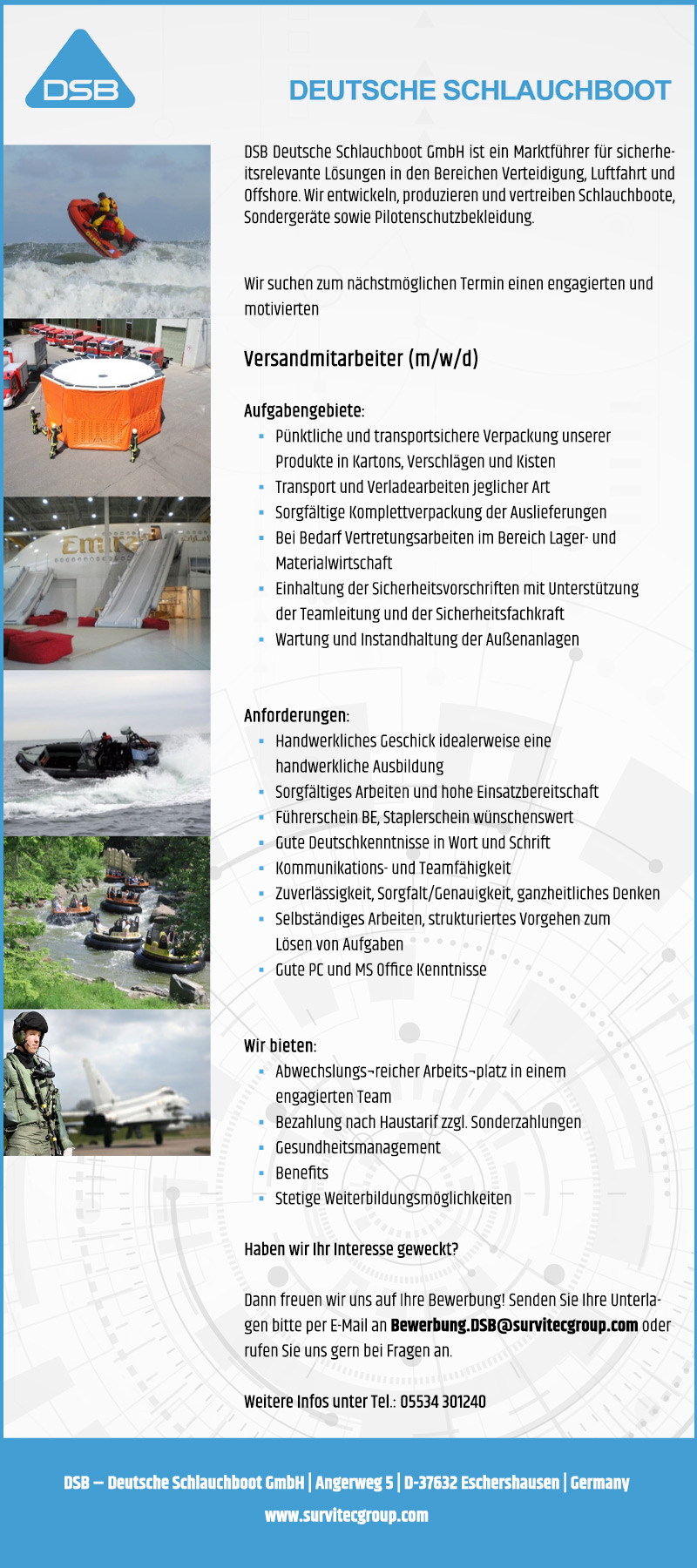 Versandmitarbeiter/in (m/w/d) - DSB - Deutsche Schlauchboot GmbH