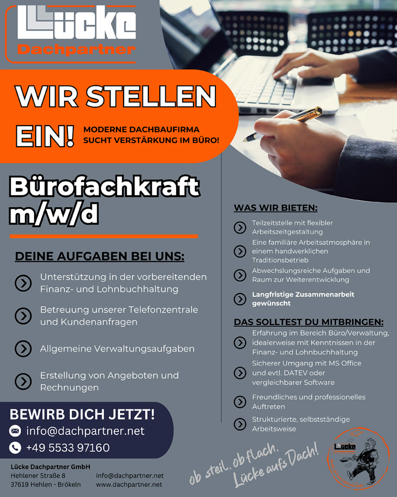 Bürofachkraft (m/w/d) - Lücke Dachpartner GmbH