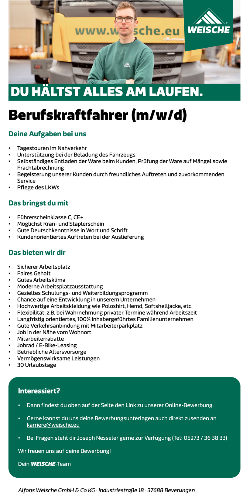Berufskraftfahrer/in (m/w/d) - Alfons Weische GmbH & Co KG