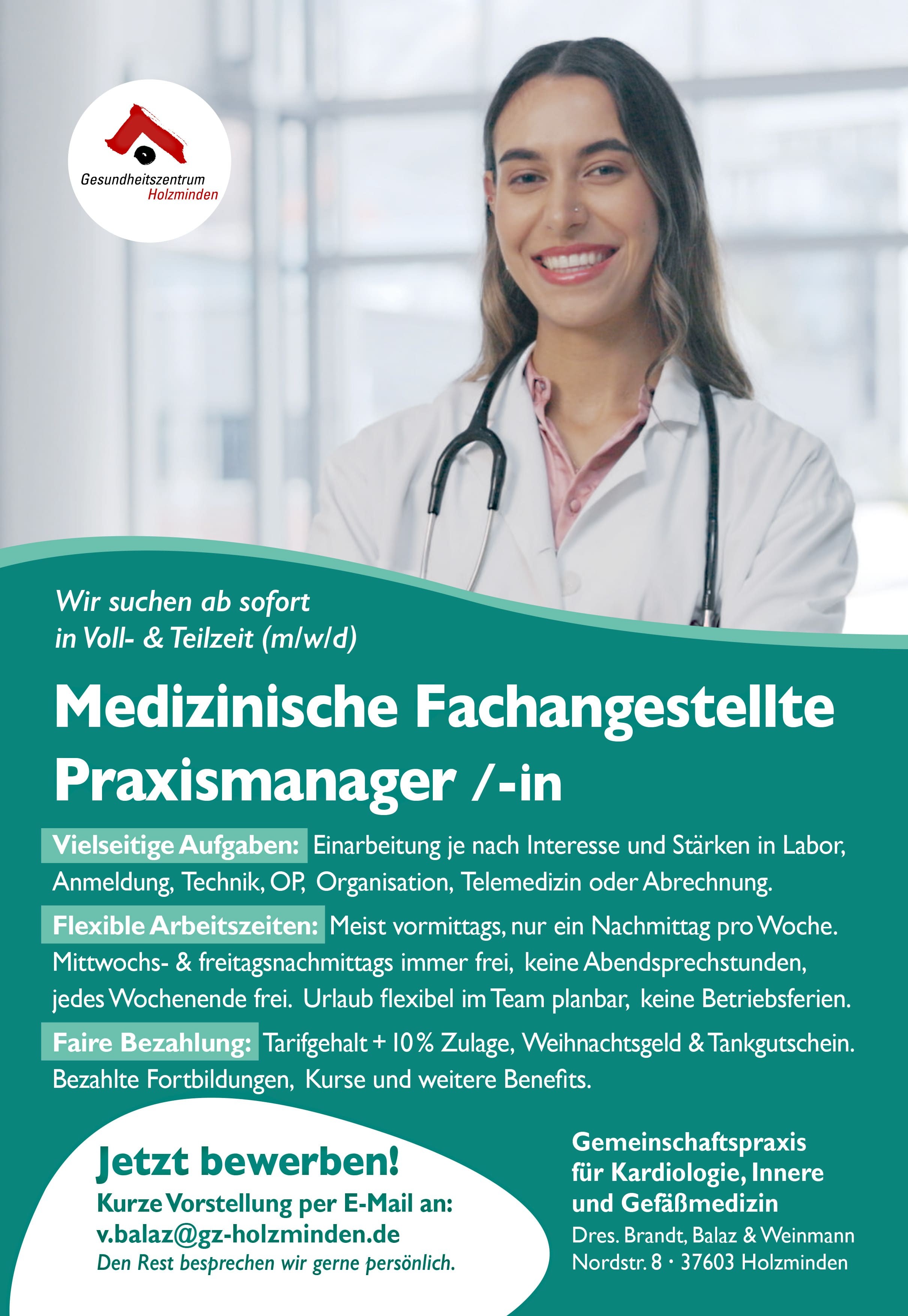 Medizinische/r Fachangestellte/r / Praxismanager/in (m/w/d) - Gesundheitszentrum Holzminden
