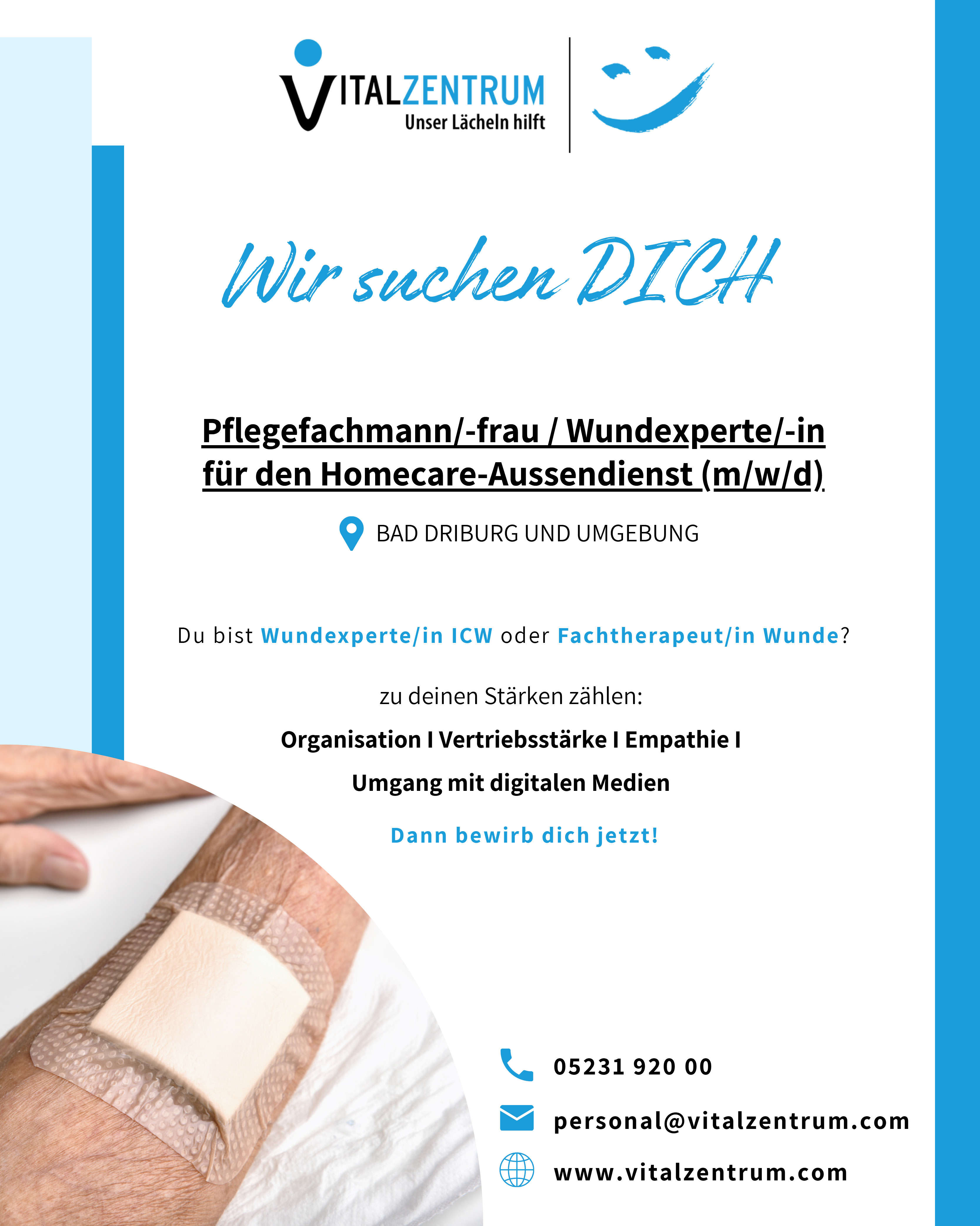 Pflegefachmann/-frau / Wundexpert/-in (m/w/d) für den Homecare-Aussendienst - Vitalzentrum Kühlmuss & Grabbe GmbH