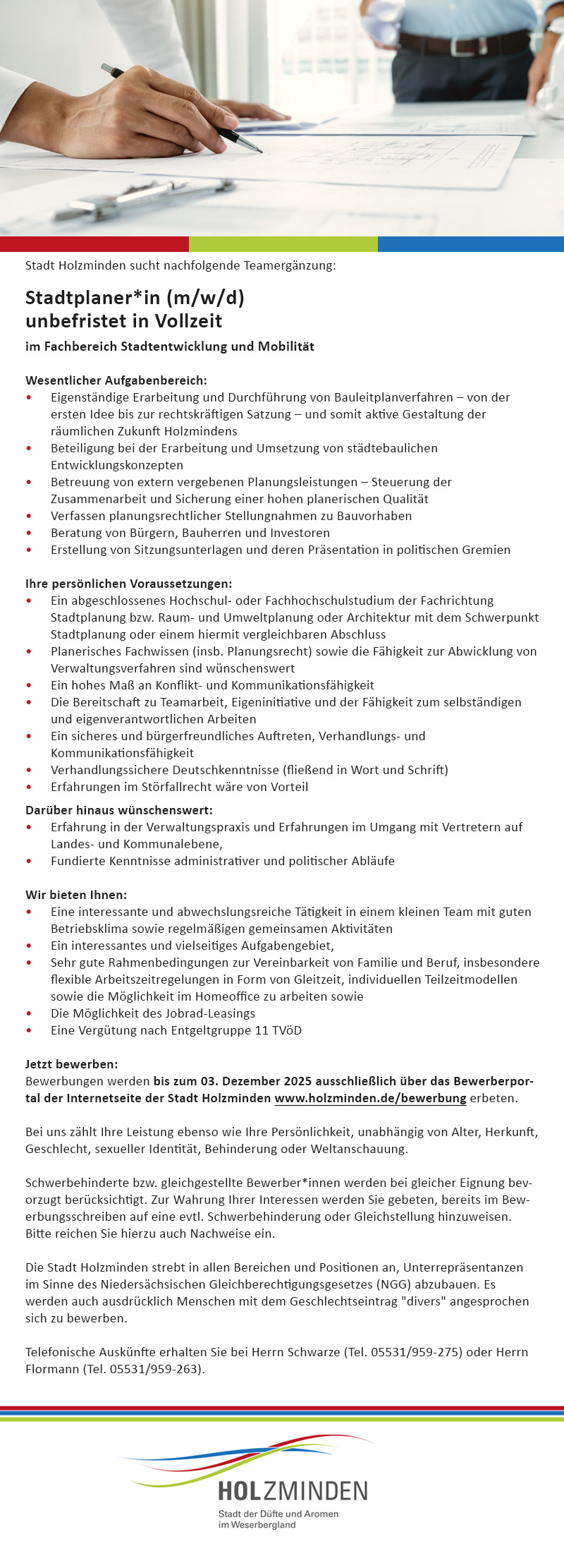 Stadtplaner/in (m/w/d) - Stadt Holzminden