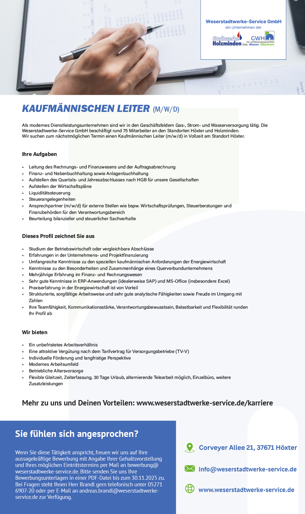 Kaufmännische Leitung (m/w/d) - Weserstadtwerke Service GmbH