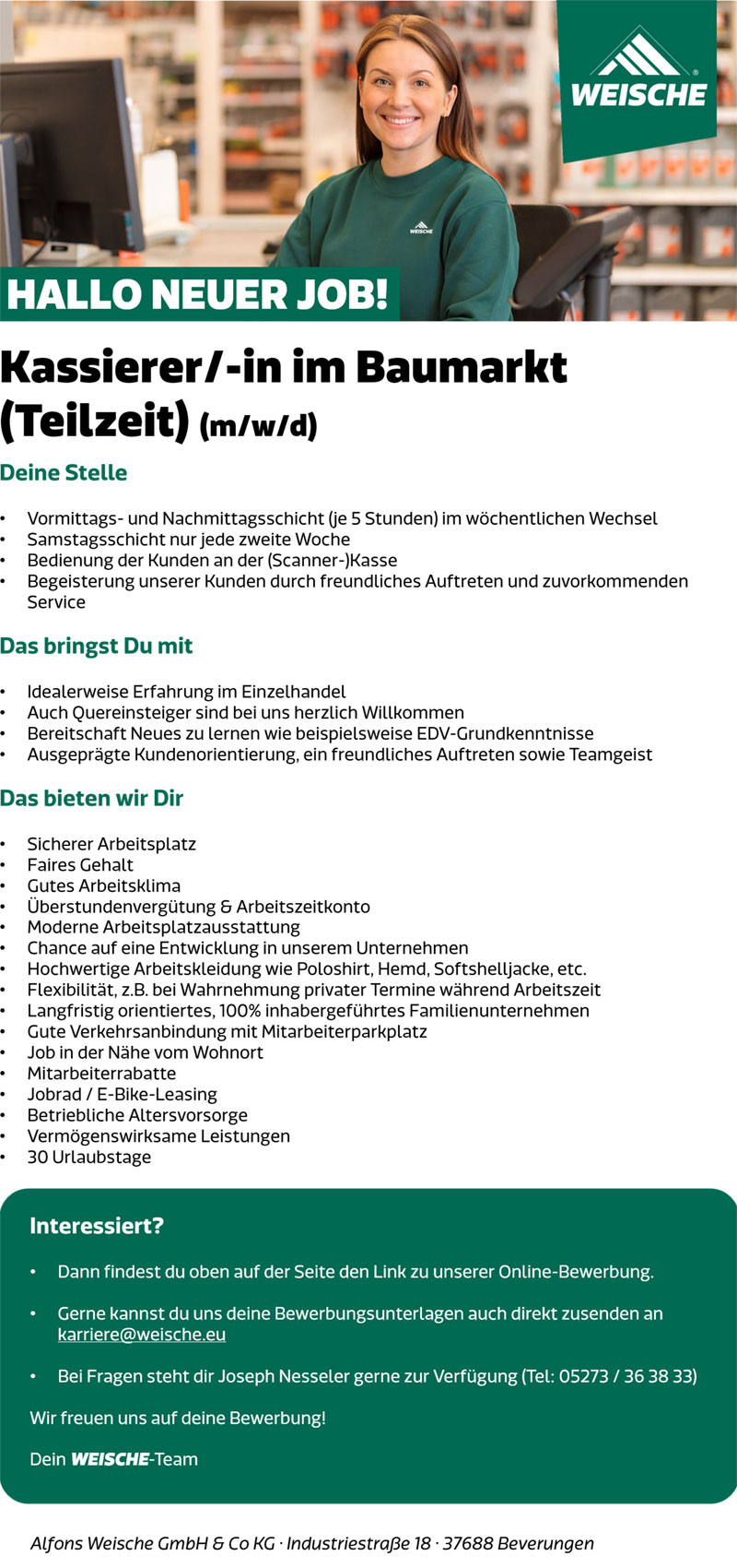 Kassierer/in im Baumarkt (m/w/d) - Alfons Weische GmbH & Co KG