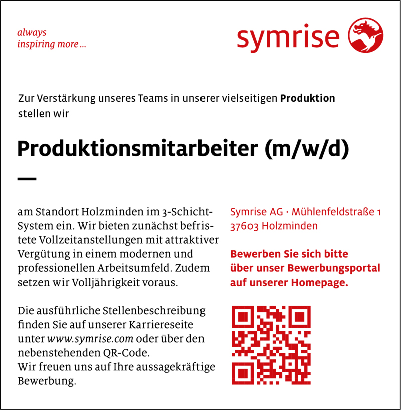 Produktionsmitarbeiter/in (m/w/d) - Symrise AG