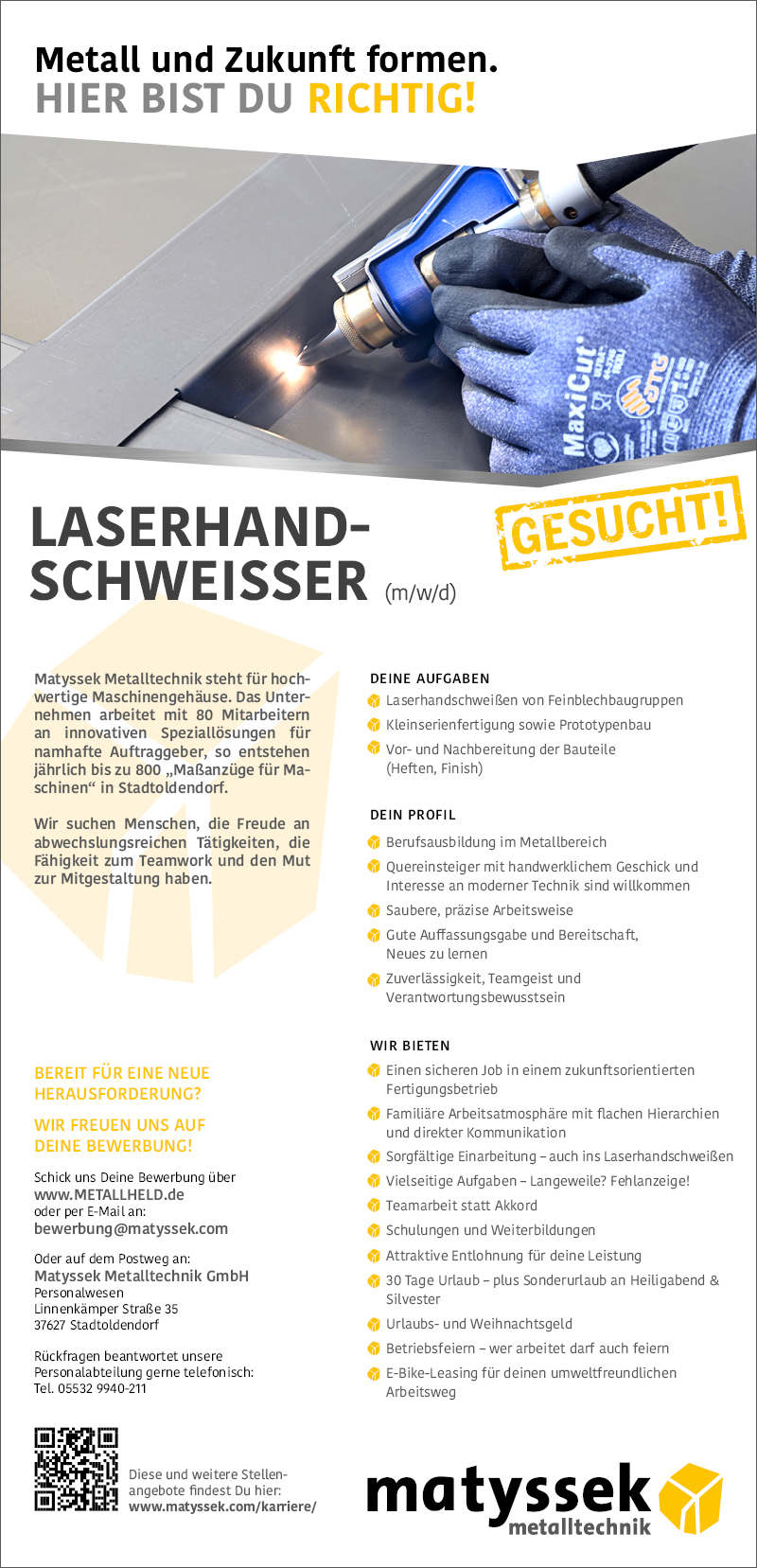 Laserhandschweißer (m/w/d) - Matyssek Metalltechnik GmbH