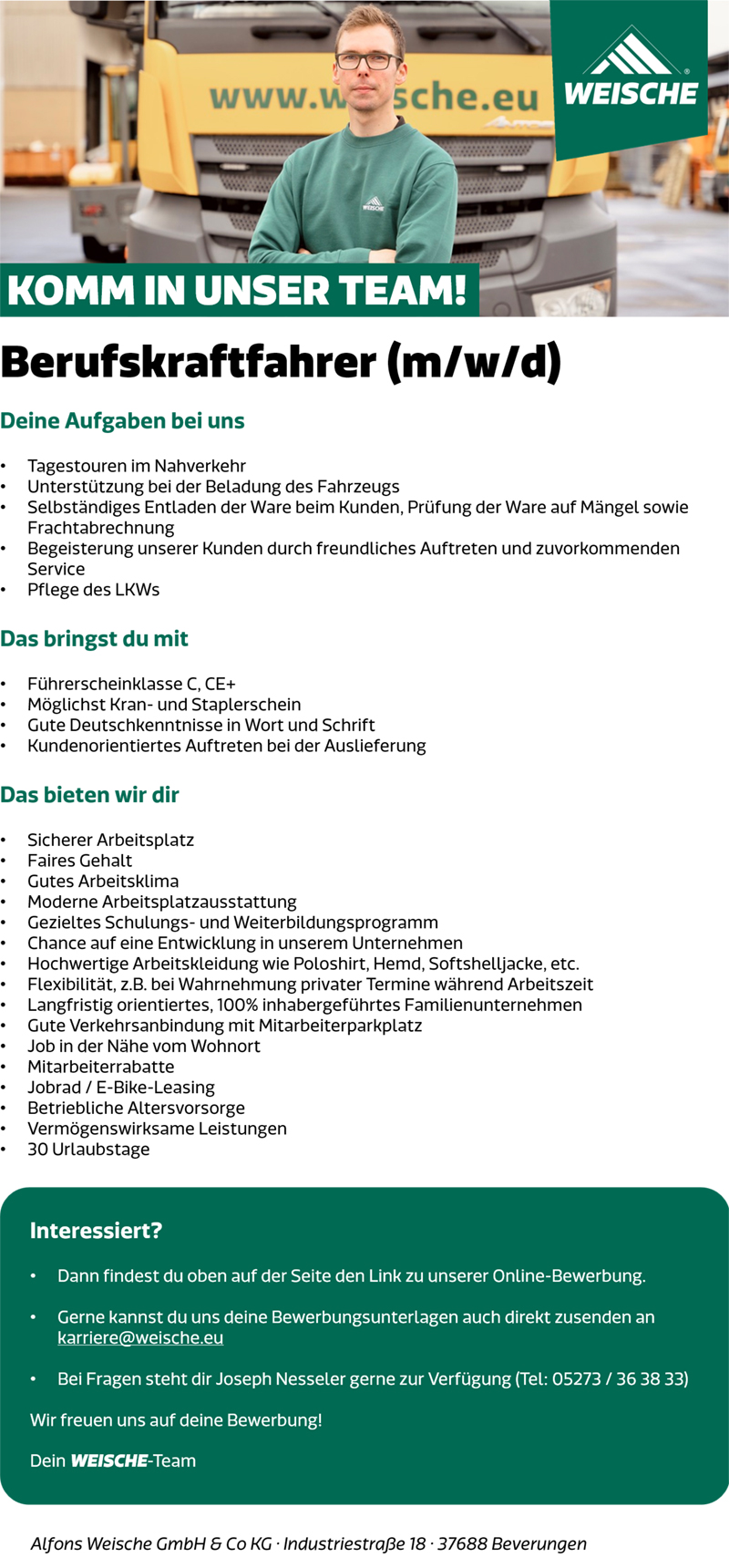 Berufskraftfahrer/in (m/w/d) - Alfons Weische GmbH & Co KG
